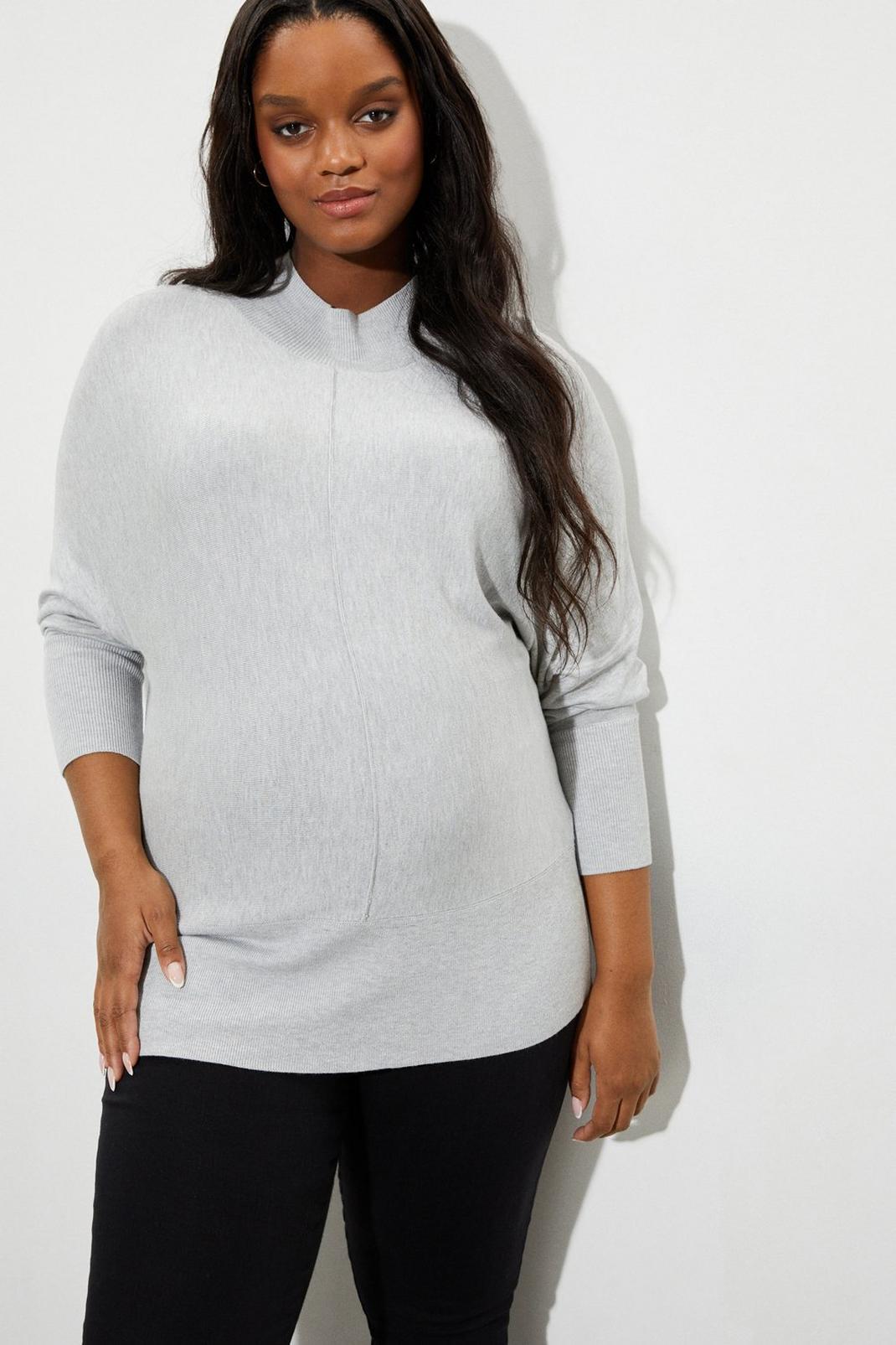 Grey Maternity Slouchy Batwing Jumper image number 1