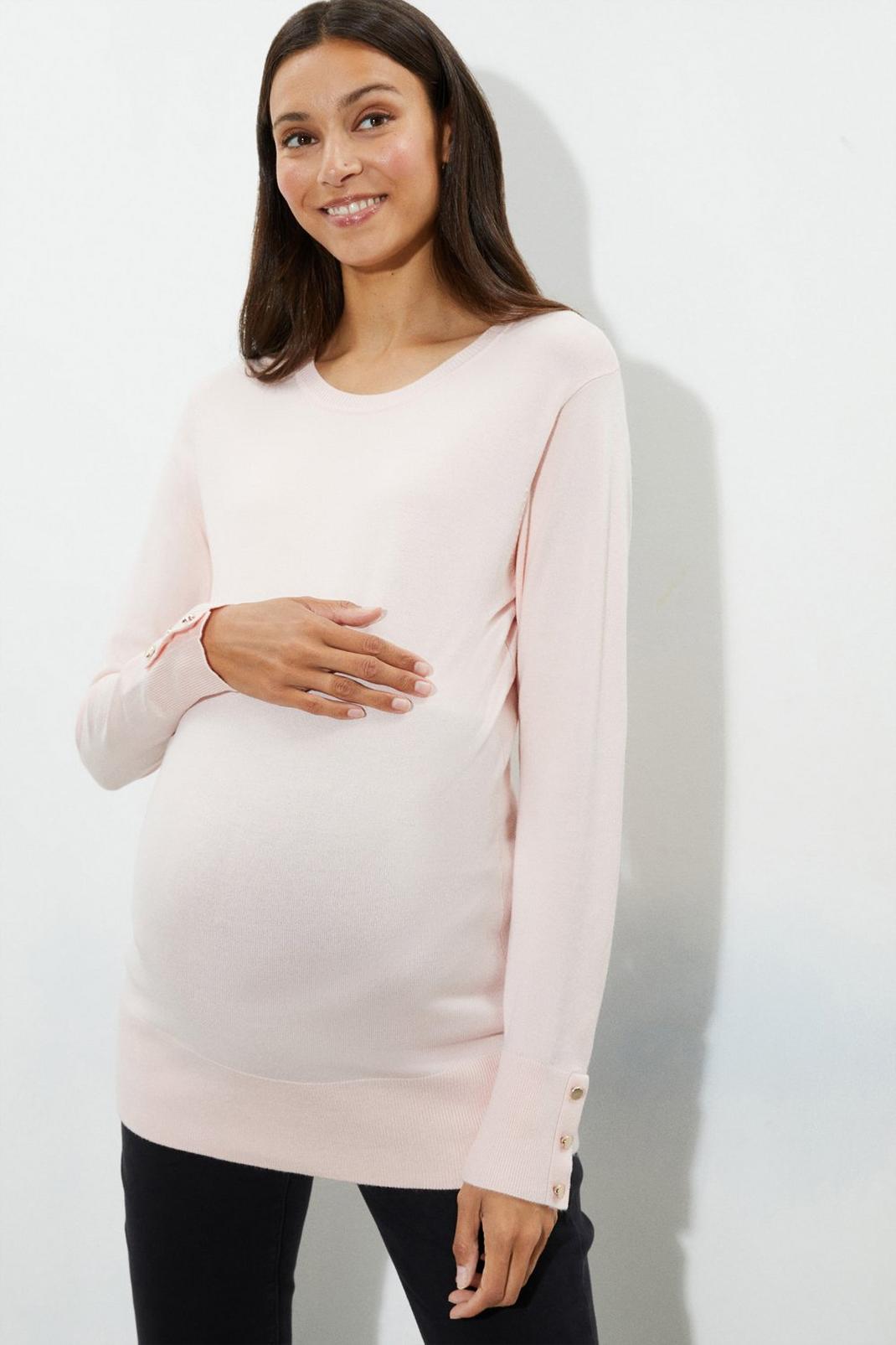Blush Maternity Button Cuff Jumper image number 1