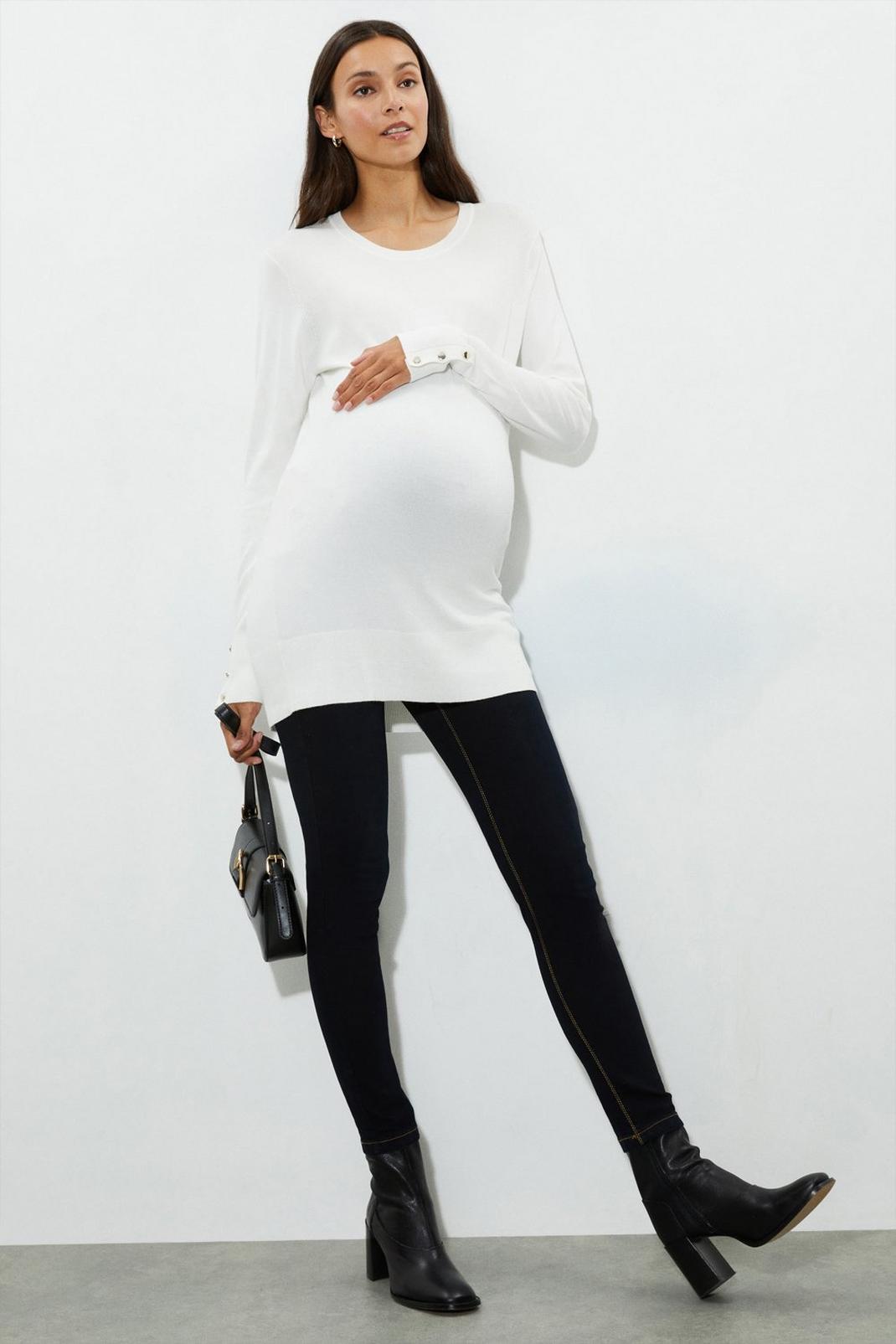 Ivory Maternity Button Cuff Jumper image number 1