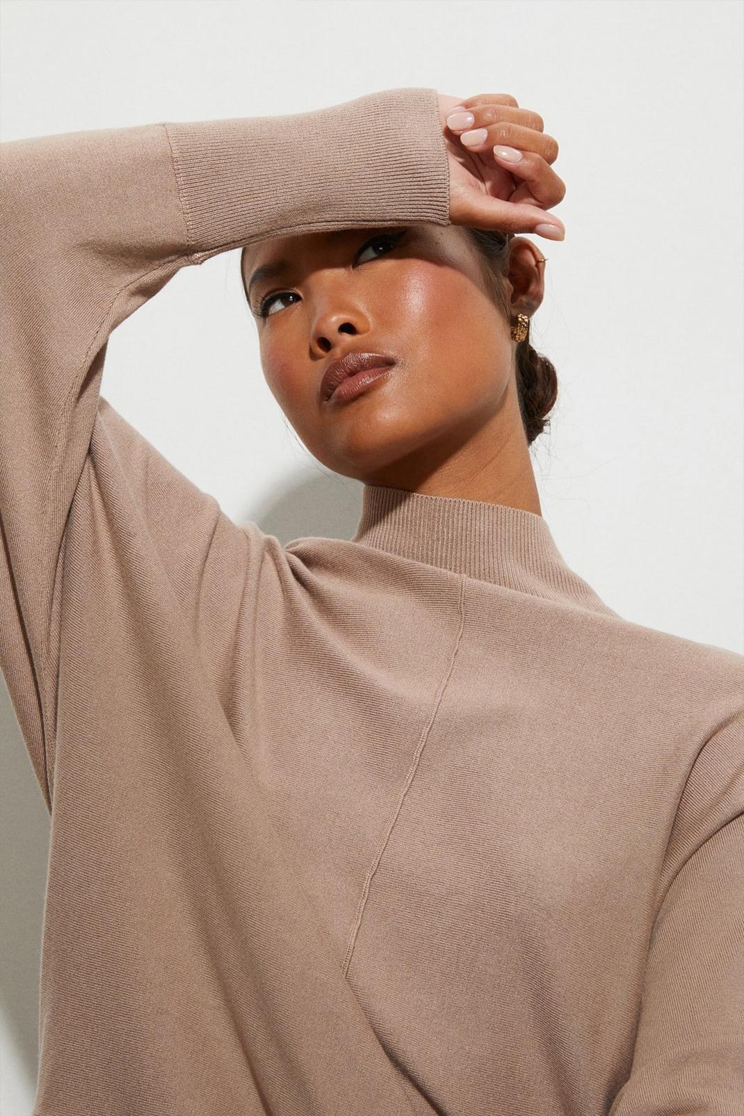 Oatmeal Petite Slouchy Batwing Jumper image number 1