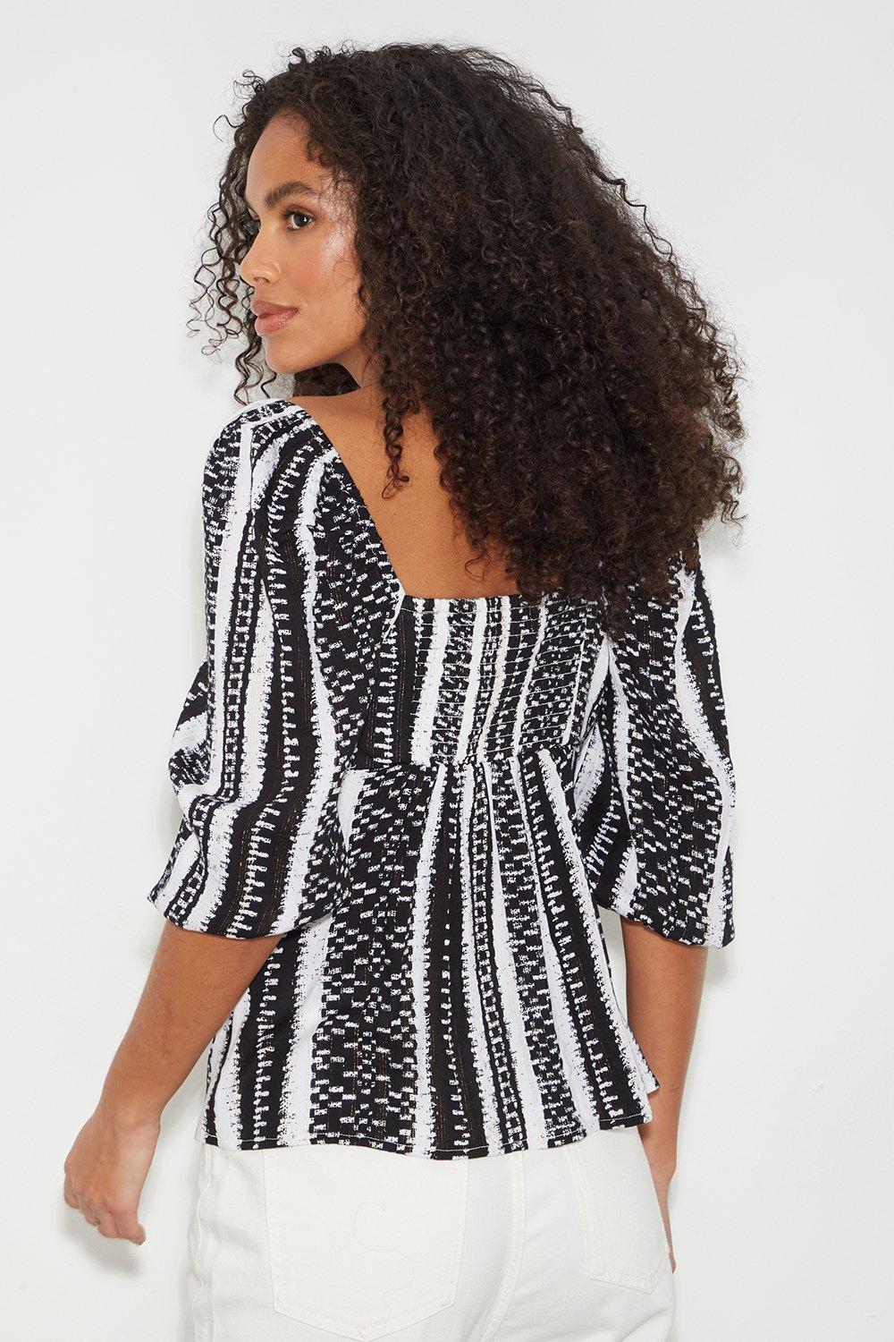 Mono Stripe Front Blouse | Dorothy Perkins EU