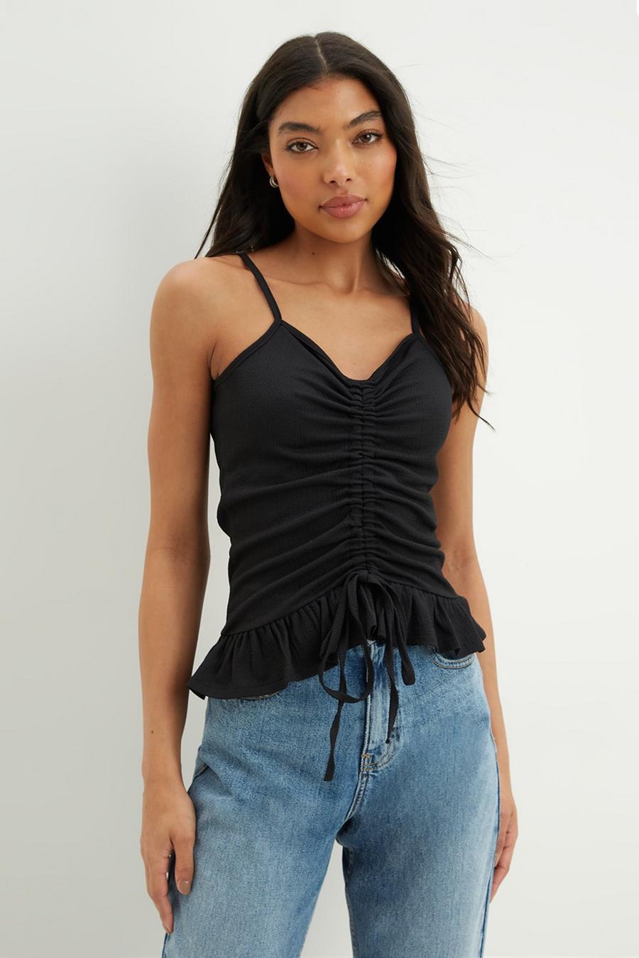 Ruched Front Frill Hem Cami