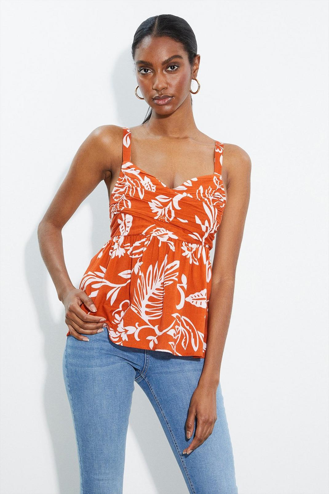 Tall  Floral Linen Cami Top image number 1
