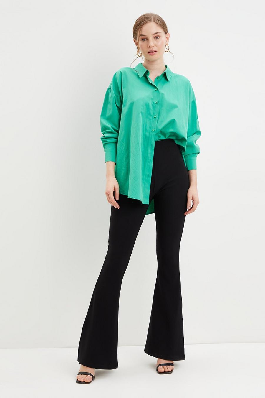 Ribbed Kick Flare Trousers
