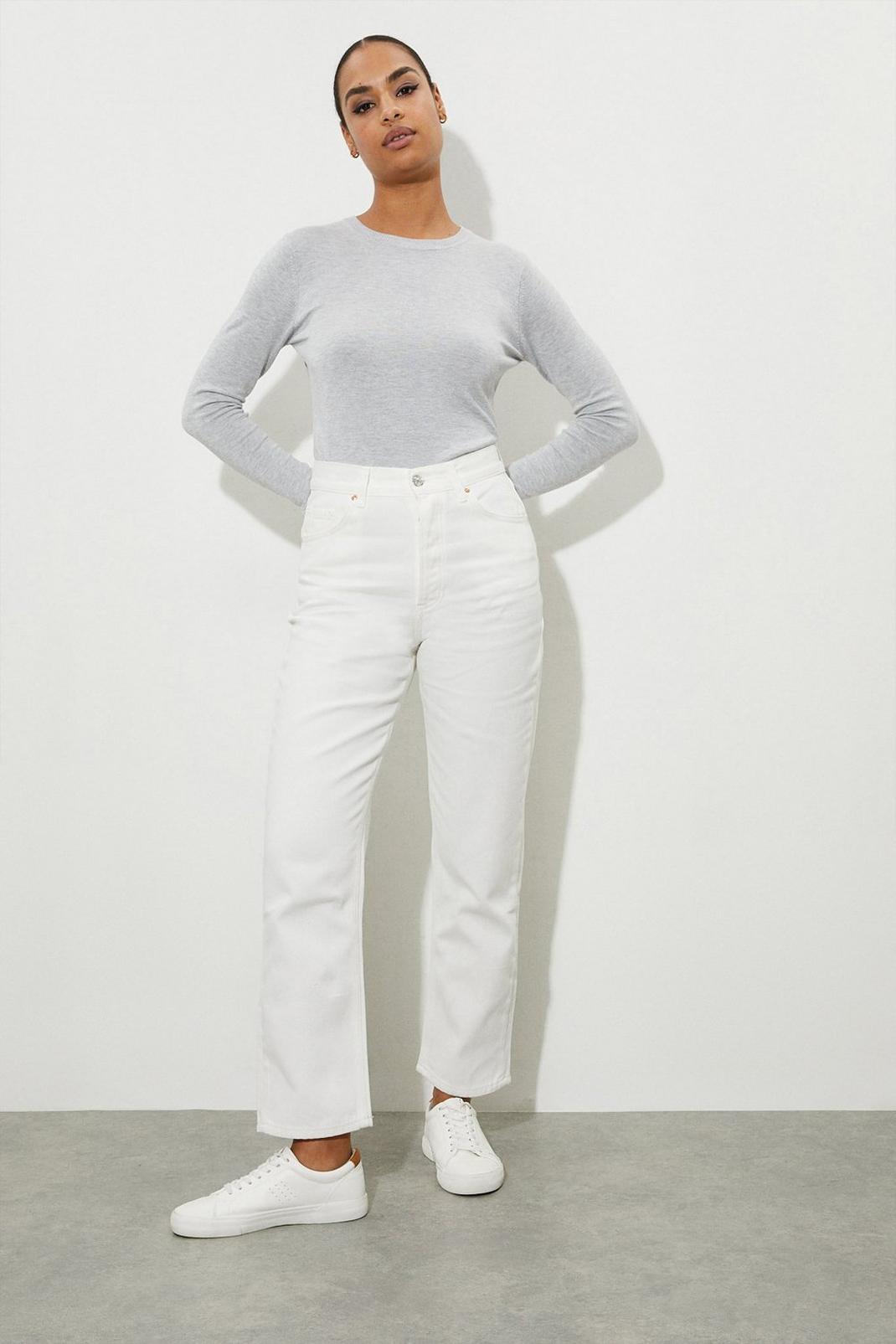 White Hattie High Rise Straight Jean image number 1