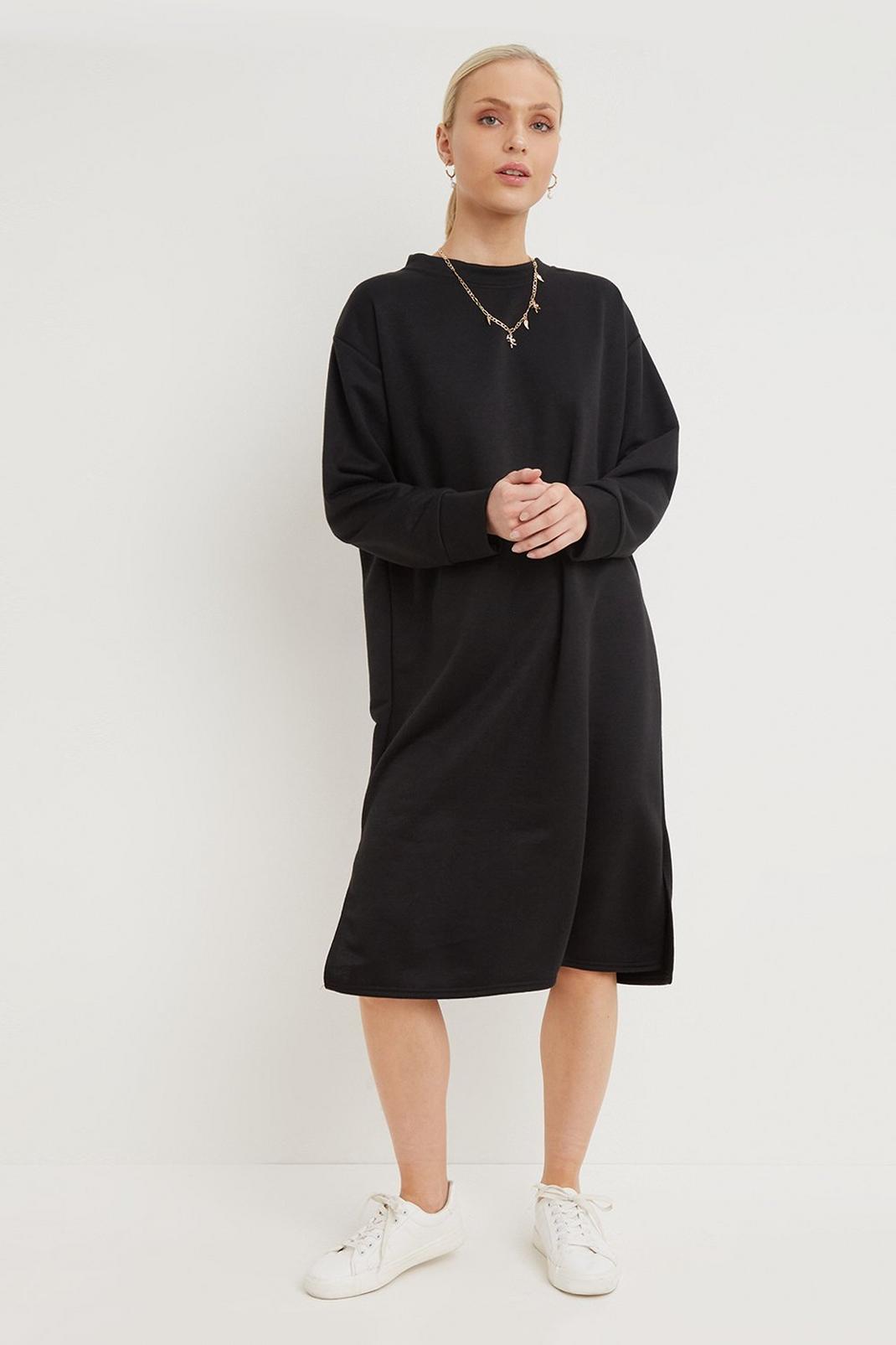 Black Petite Longline Sweater Dress image number 1