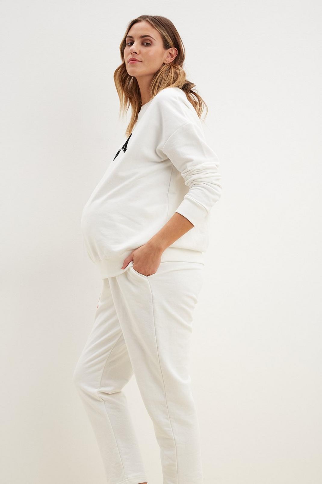 Cream Maternity Jogger image number 1