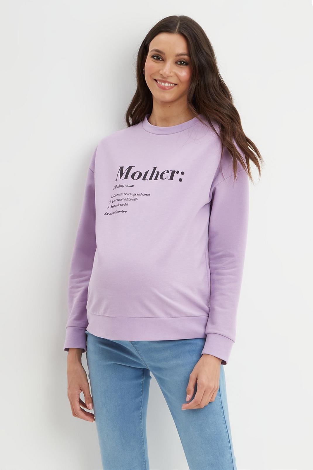 Lilac Maternity Mother Print Sweat image number 1