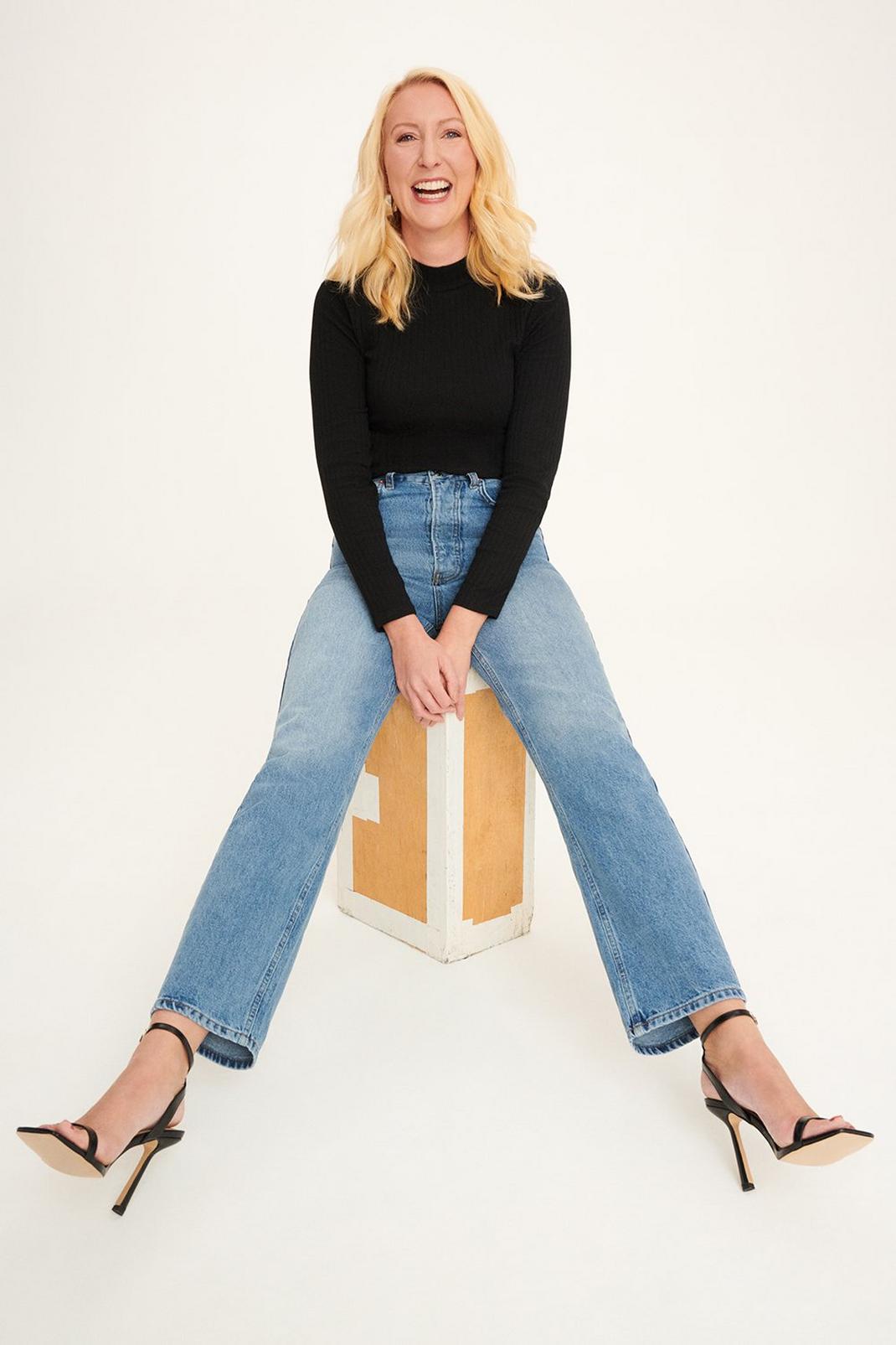 Mid wash Tall Hattie High Waisted Straight Jeans image number 1