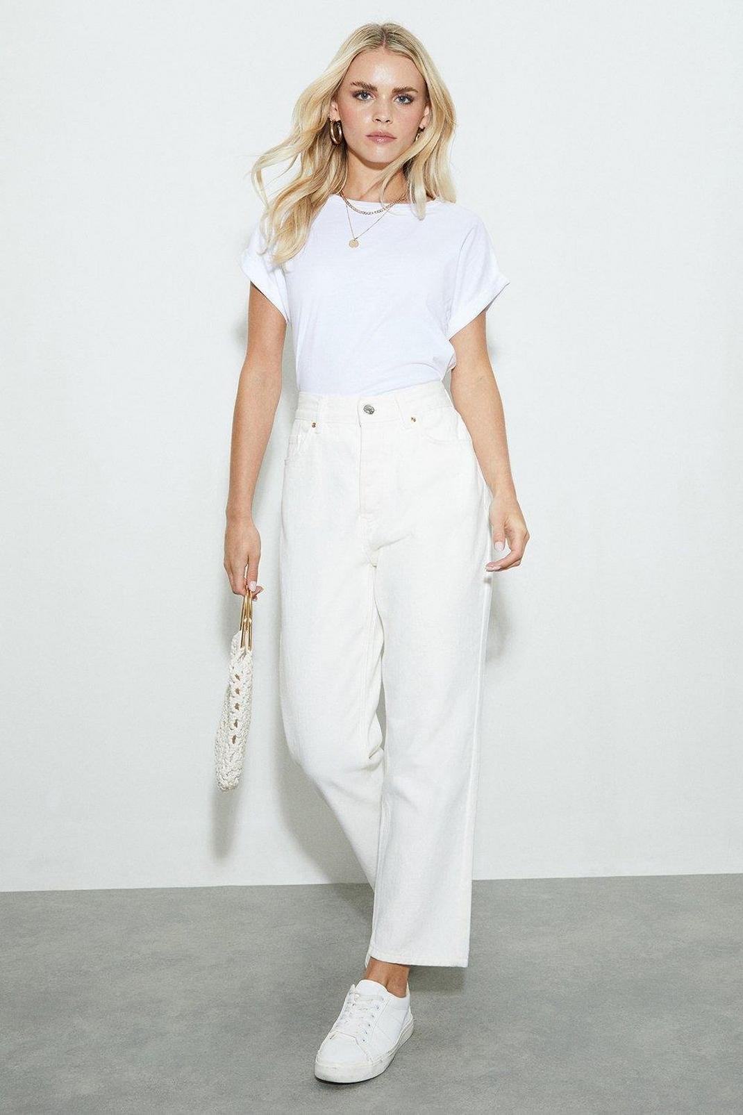White Tall Hattie High Waisted Straight Jeans image number 1