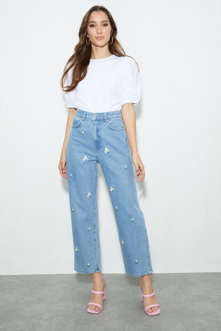 Floral Embroidered Jean
