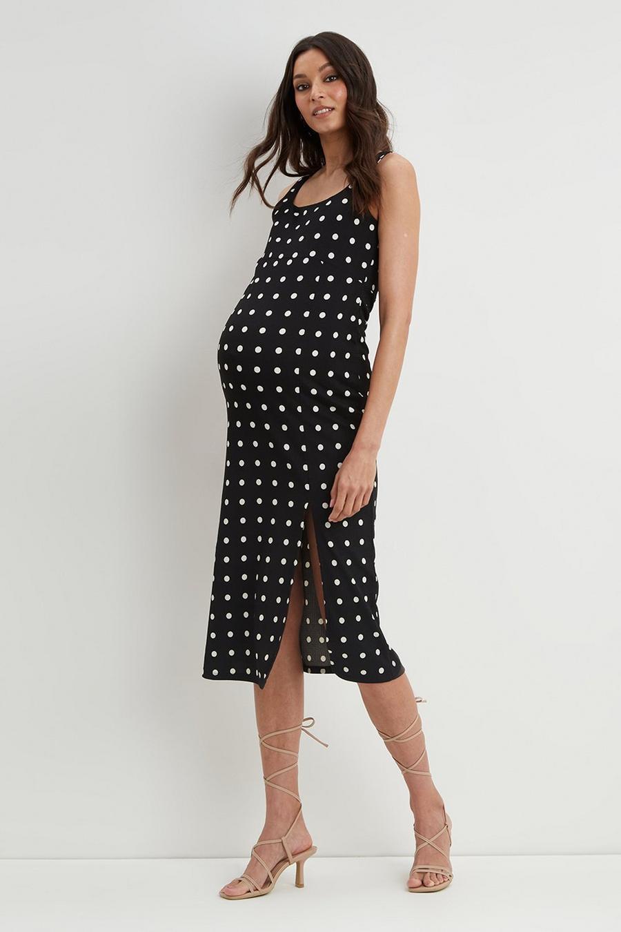 Maternity Mono Spot Midi Dress