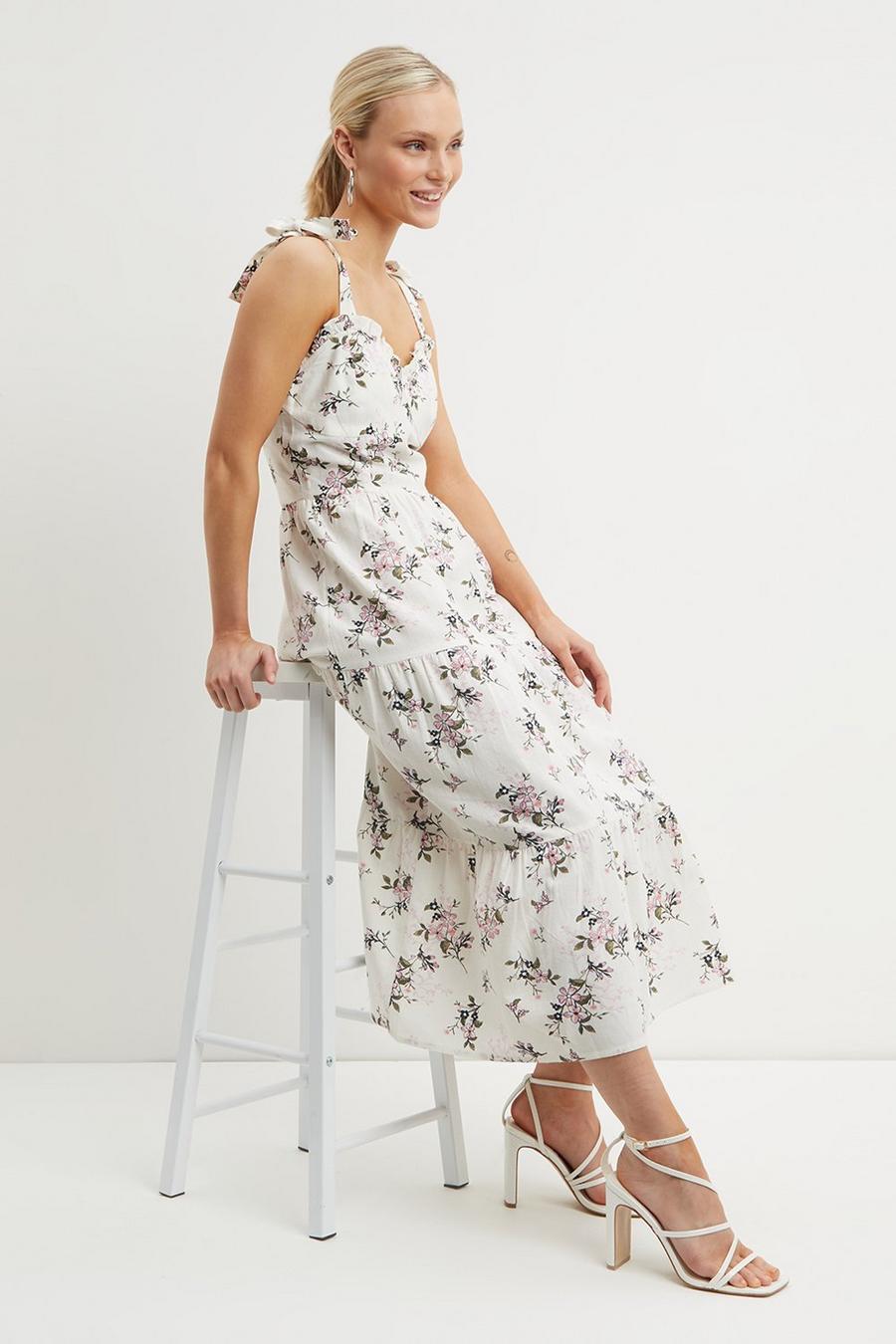 Petite Floral Corset Style Midi Dress