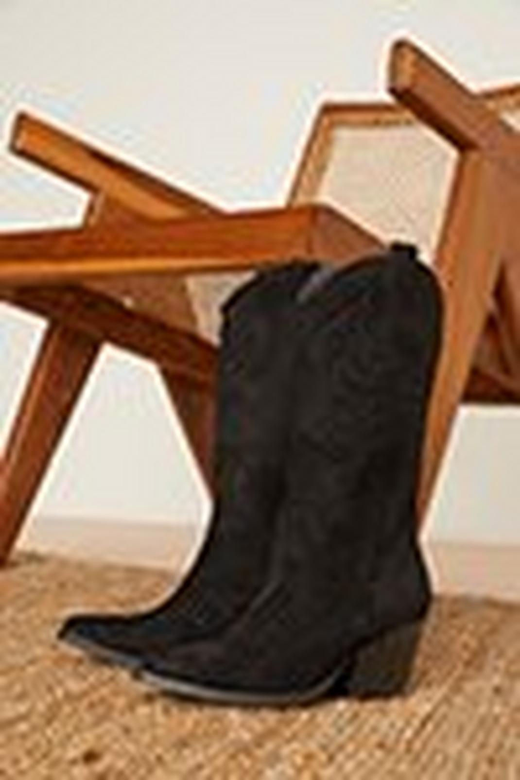 Black Wide Fit Abrielle Block Heel Western Boot image number 1