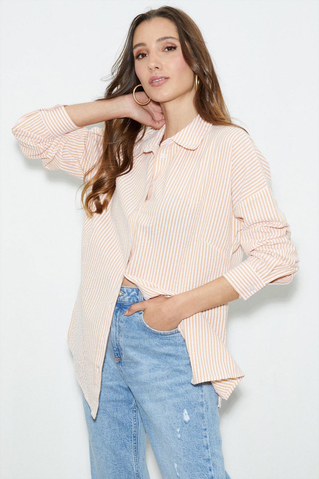 Yellow Striped Cotton Shirt image number 1