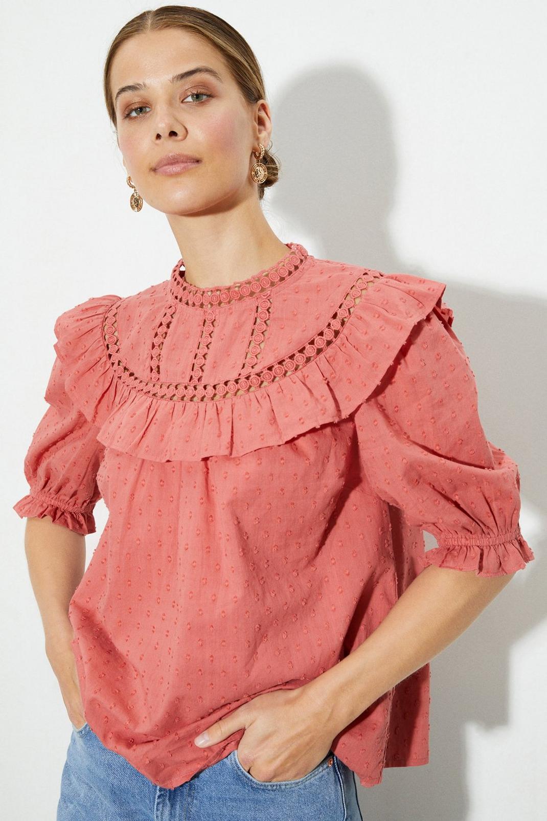 Terracotta Puff Sleeve Blouseâ€‹ image number 1