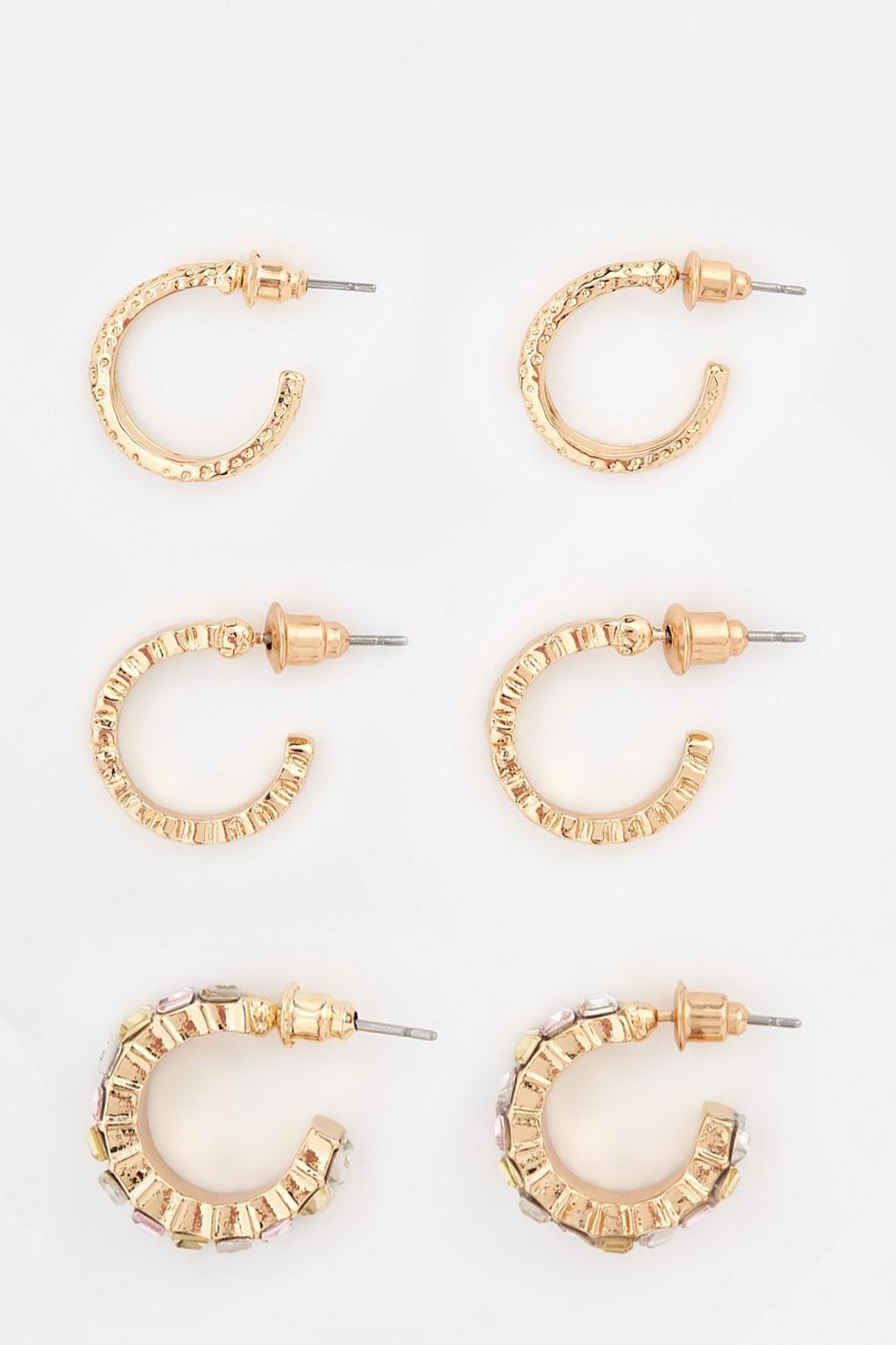 Gold Iyla Multipack Of Gem Earrings image number 1