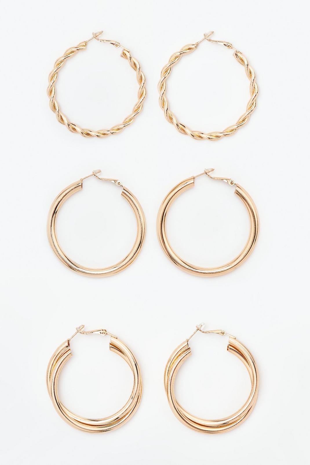 Gold Indie Multipack Of Hoop Earrings image number 1