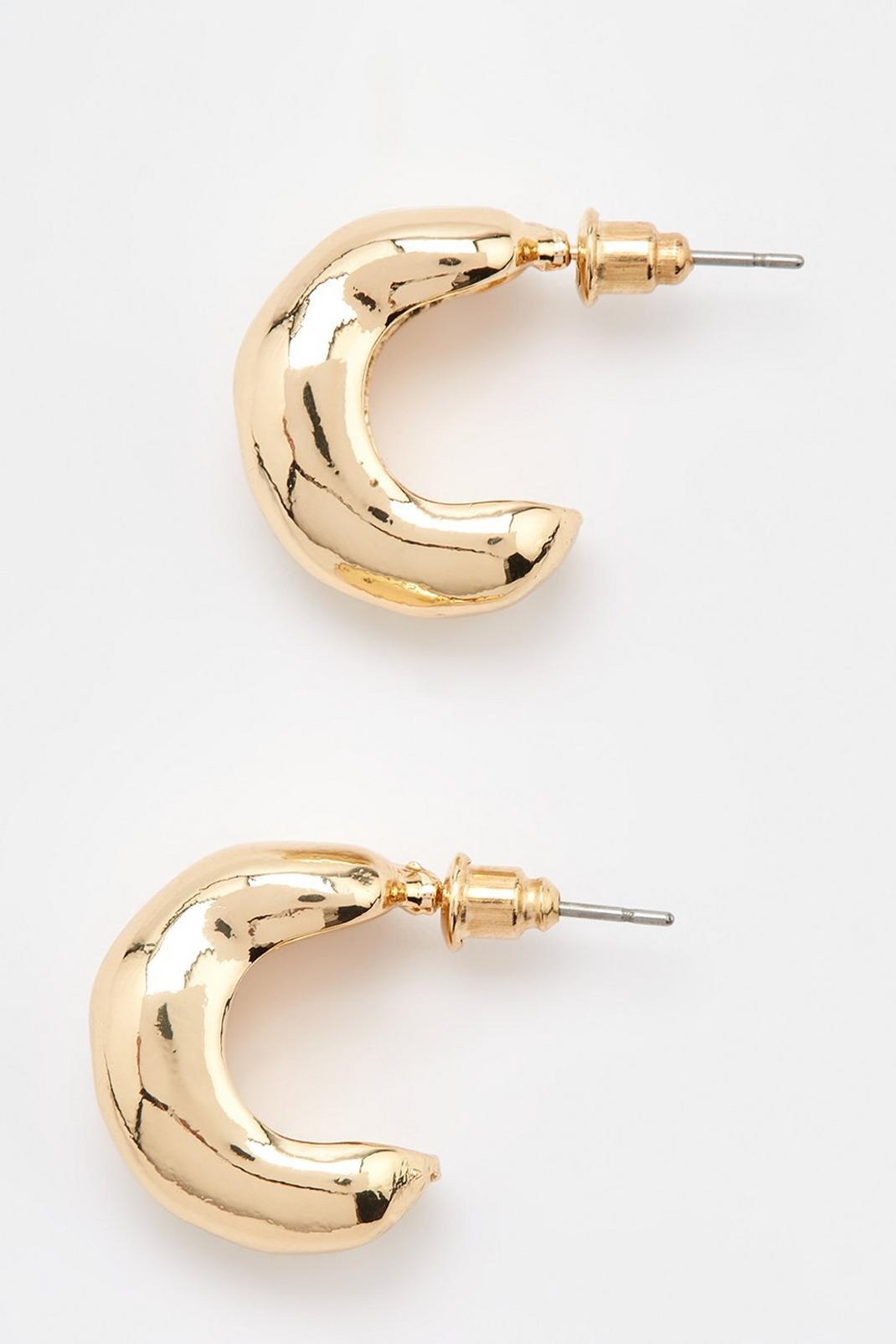 Gold Ivana Chunky Irregular Hoop Earrings  image number 1
