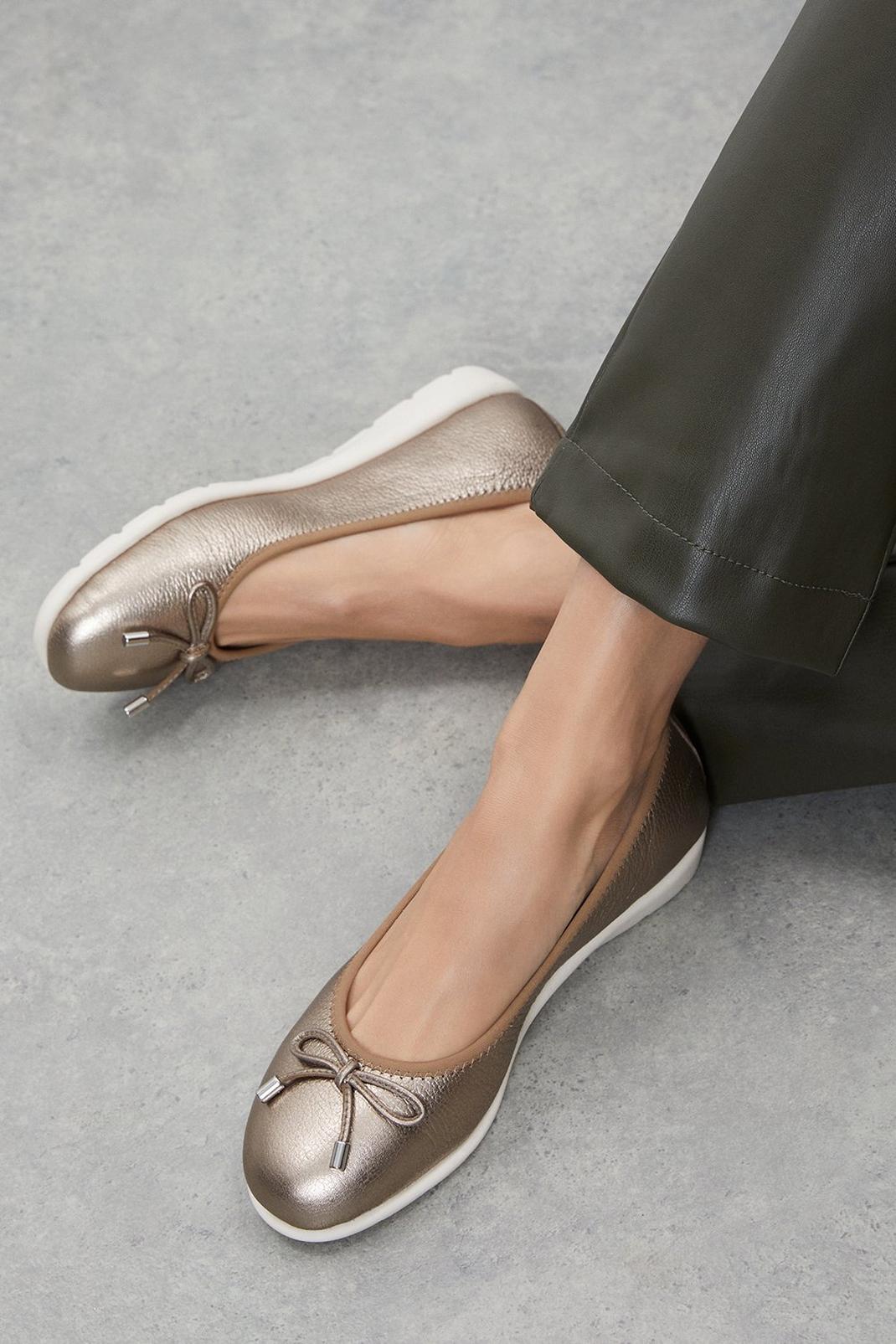 Rose gold Good For The Sole: Tyra Leather Comfort Ballet Flats image number 1