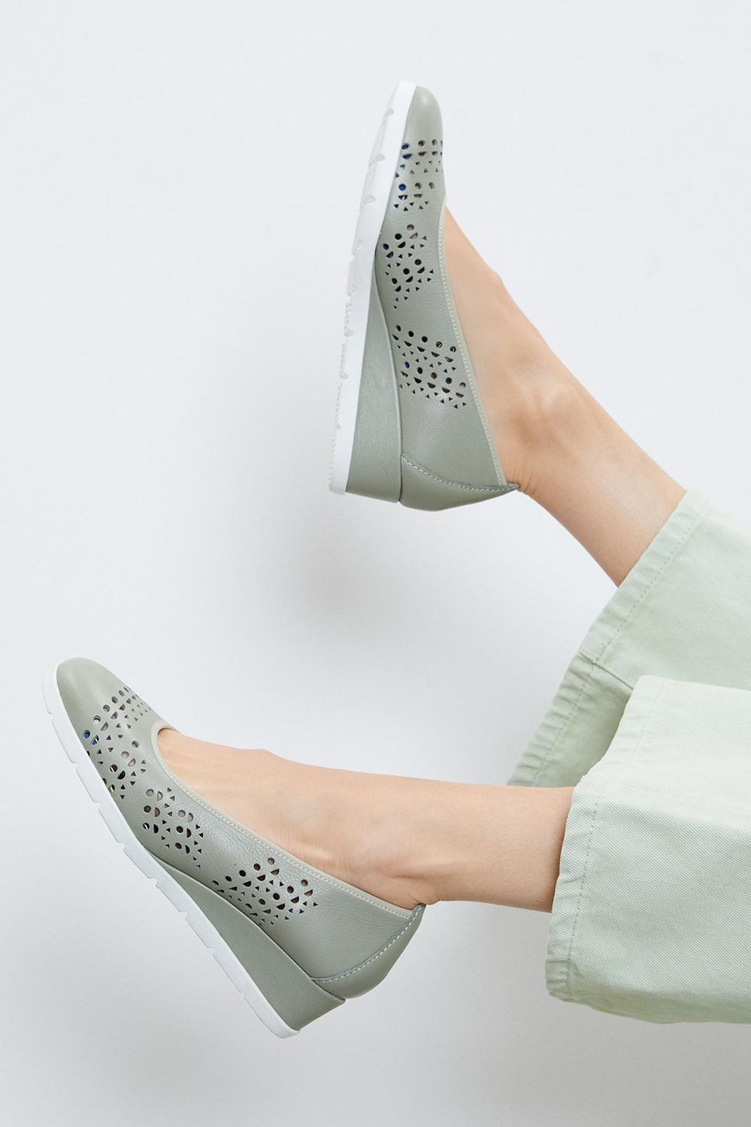 Sage Good For The Sole: Thelma Comfort Leather Laser Cut Wedge Ballerina image number 1