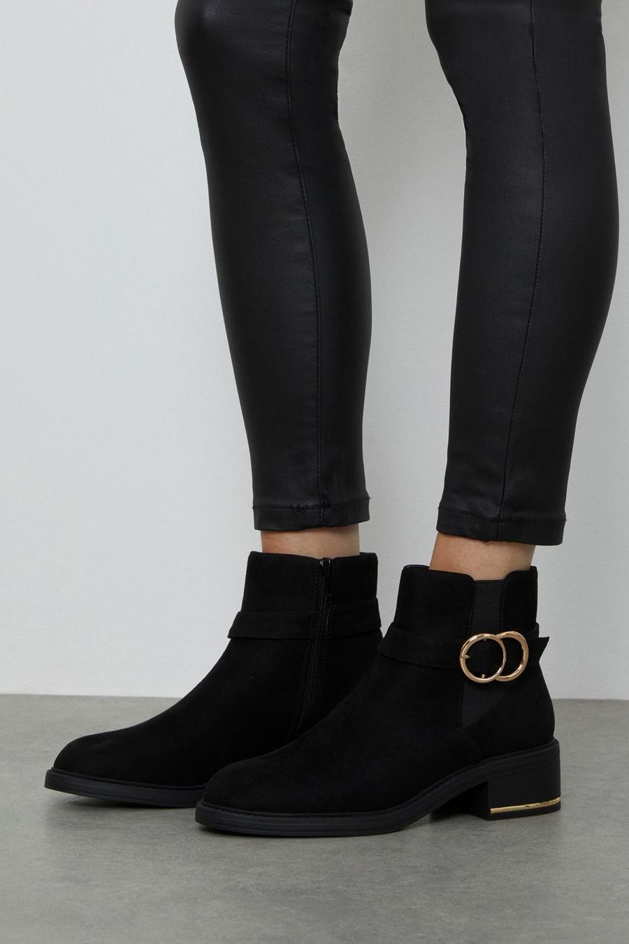 Minnie Buckle Detail Ankle Boots