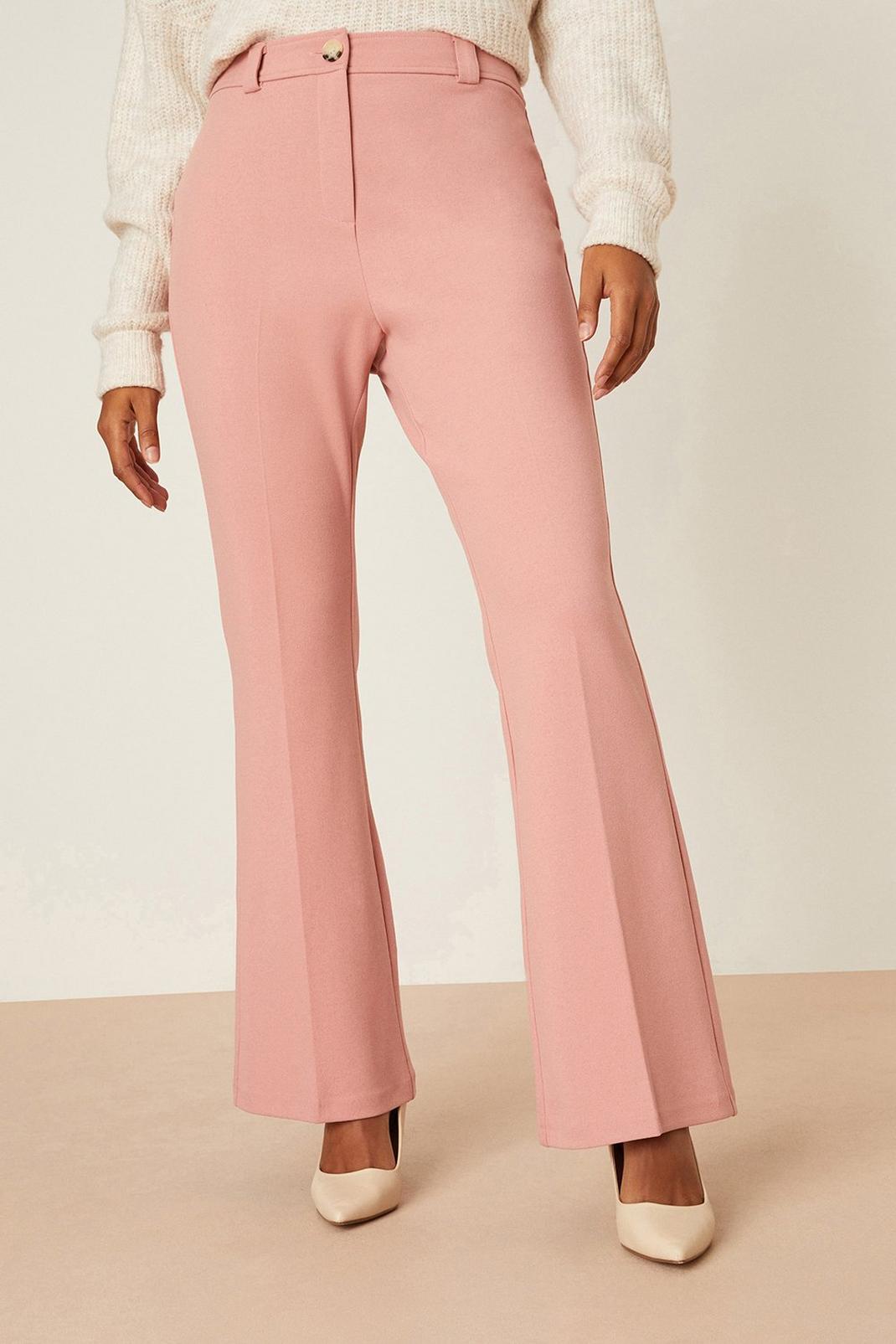 Blush Scuba Button Bootcut Trousers image number 1
