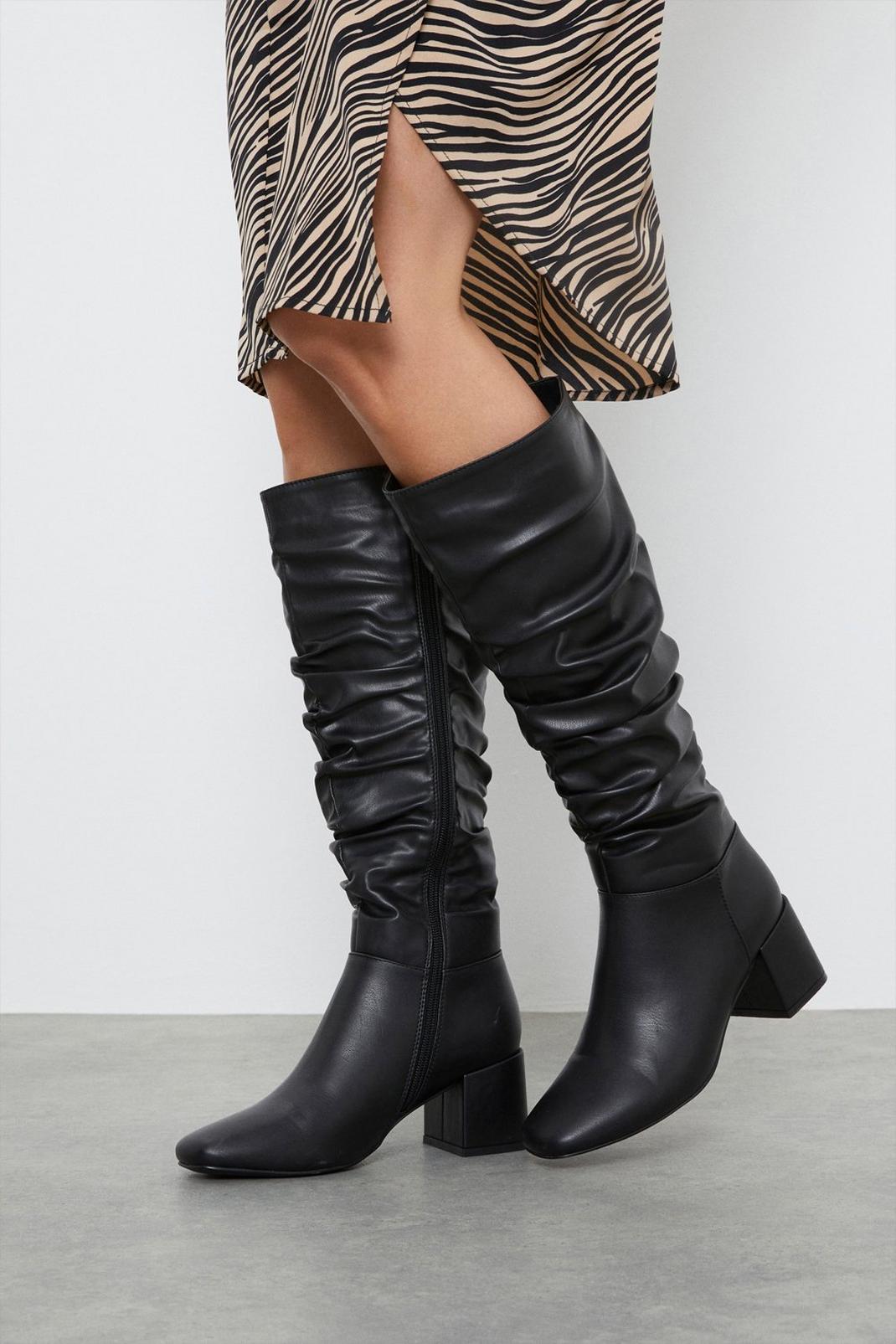 Black Kayenne Ruched Long Boots image number 1