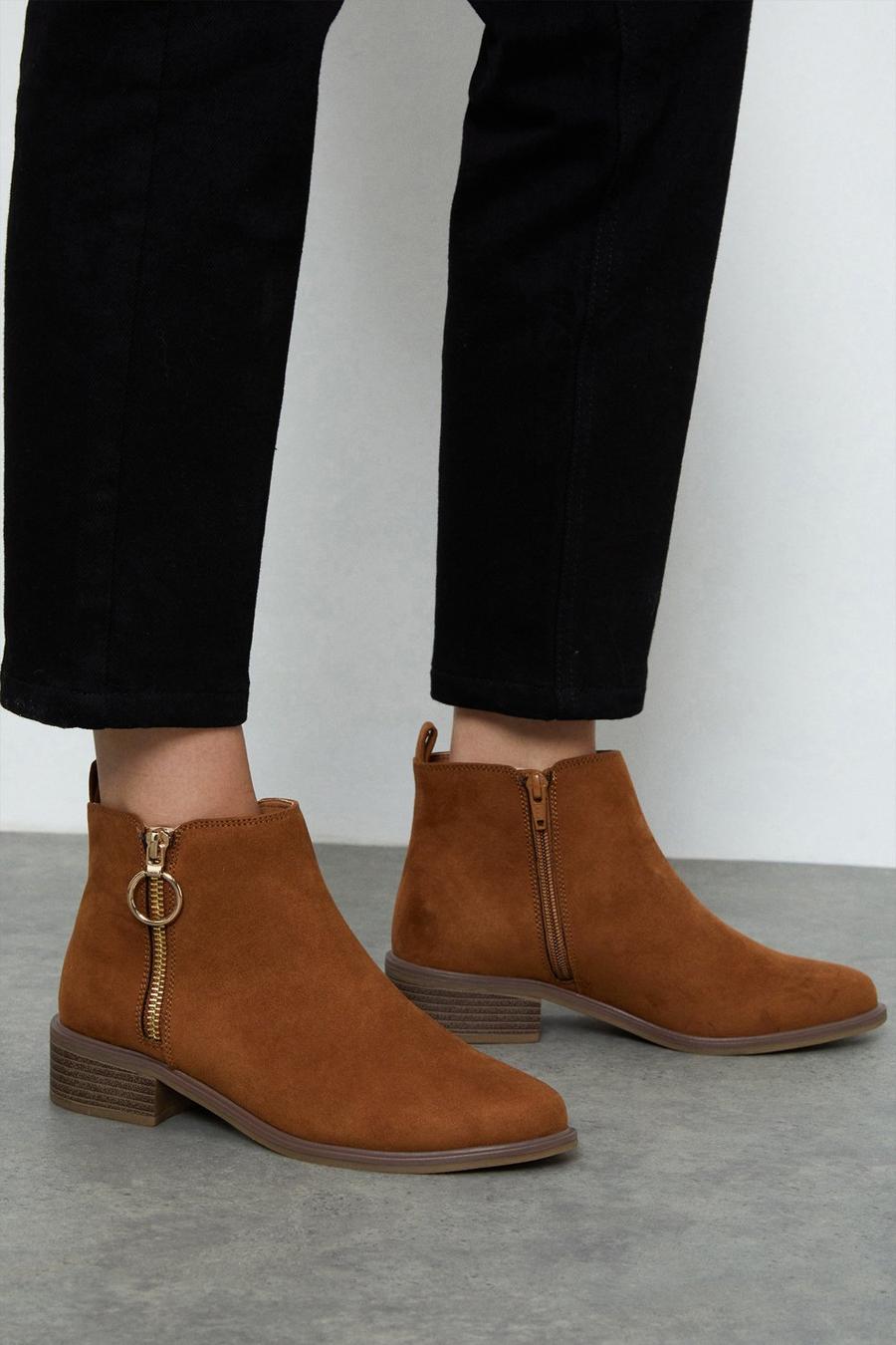 Wide Fit Memphis Side Zip Ankle Boots