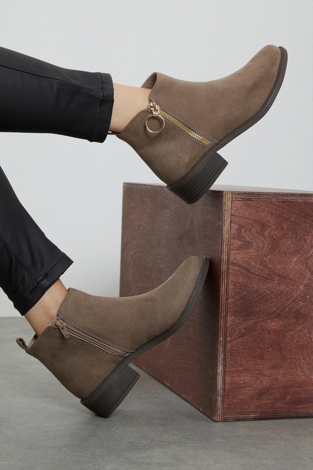 Taupe Memphis Side Zip Ankle Boots image number 1
