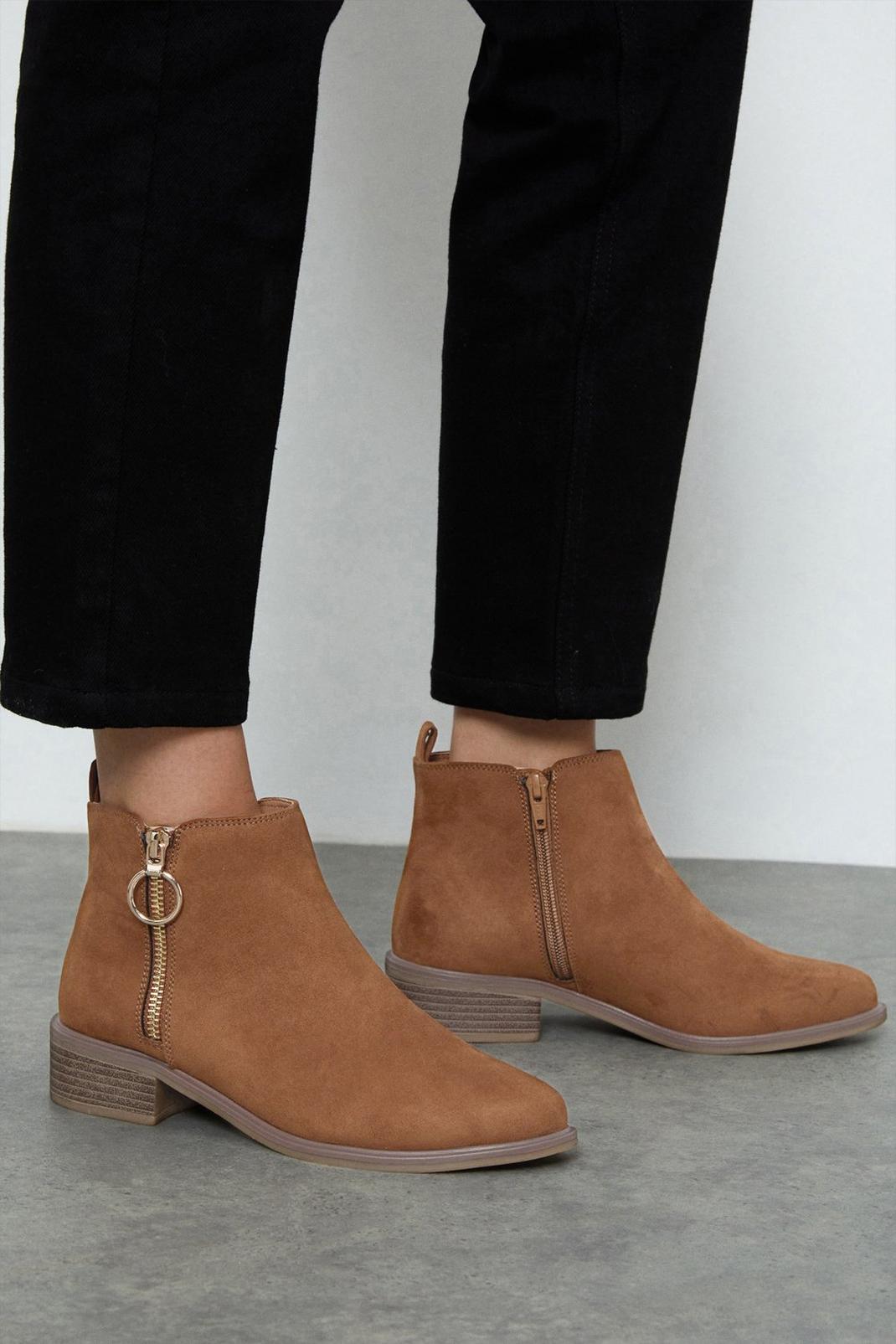 Tan Memphis Side Zip Ankle Boots image number 1