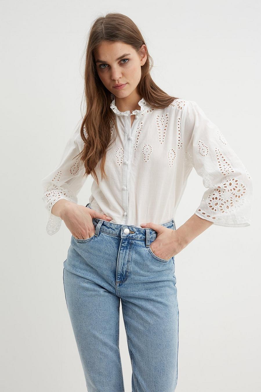 Broderie Button Blouse
