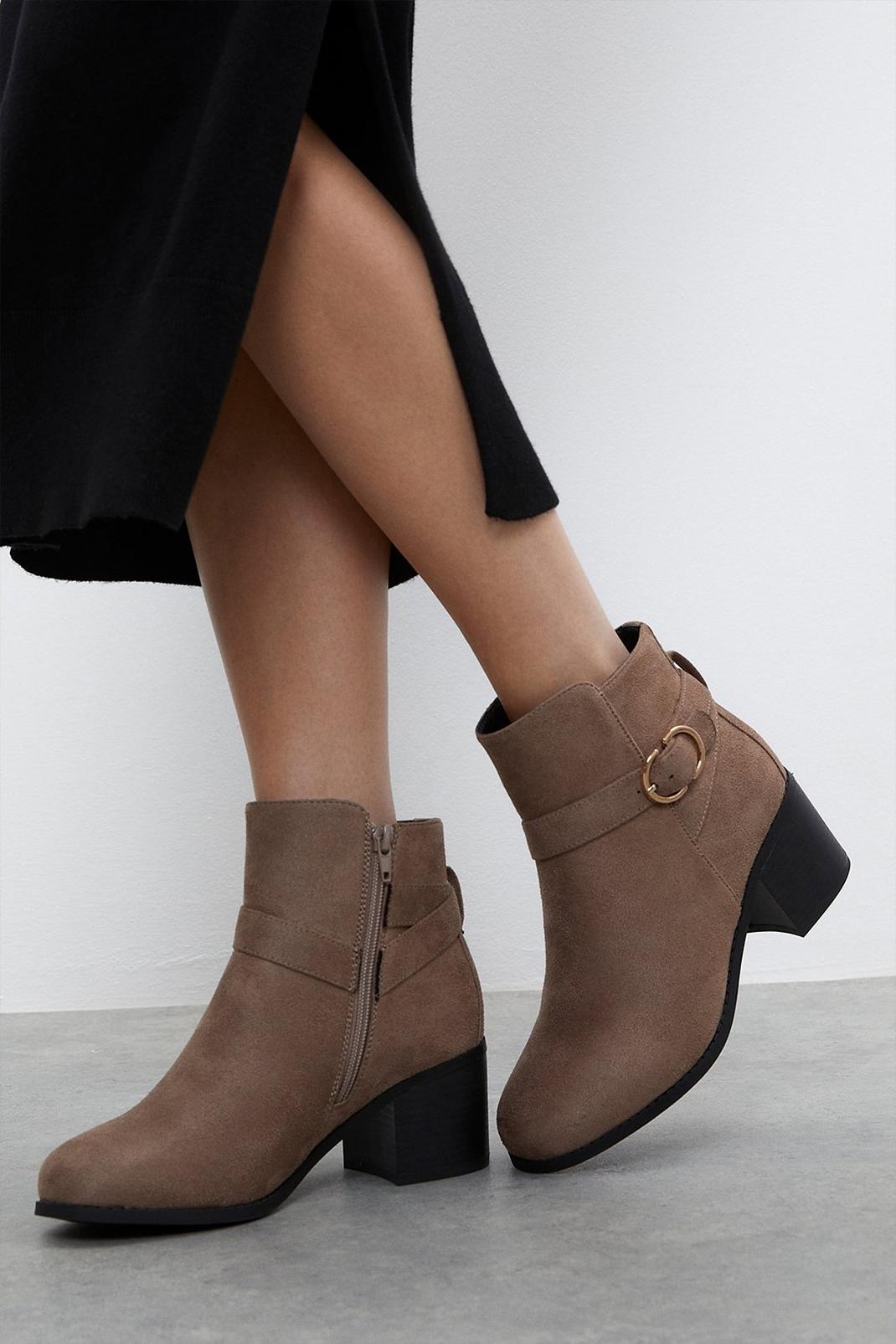 Taupe Good For The Sole: Extra Wide Fit Heather Heeled Ankle Boot image number 1