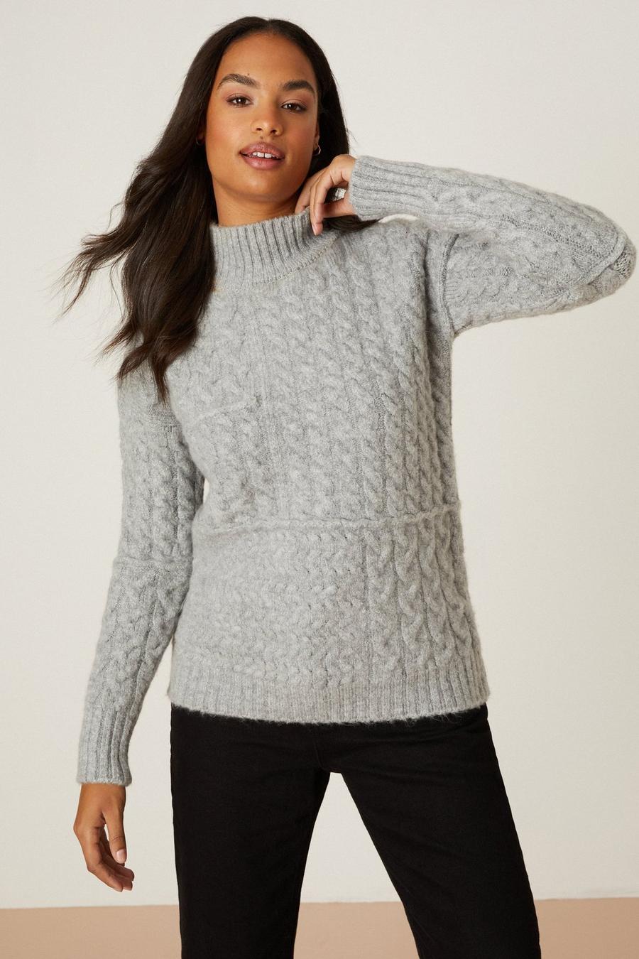 High Neck All Over Cable Jumper
