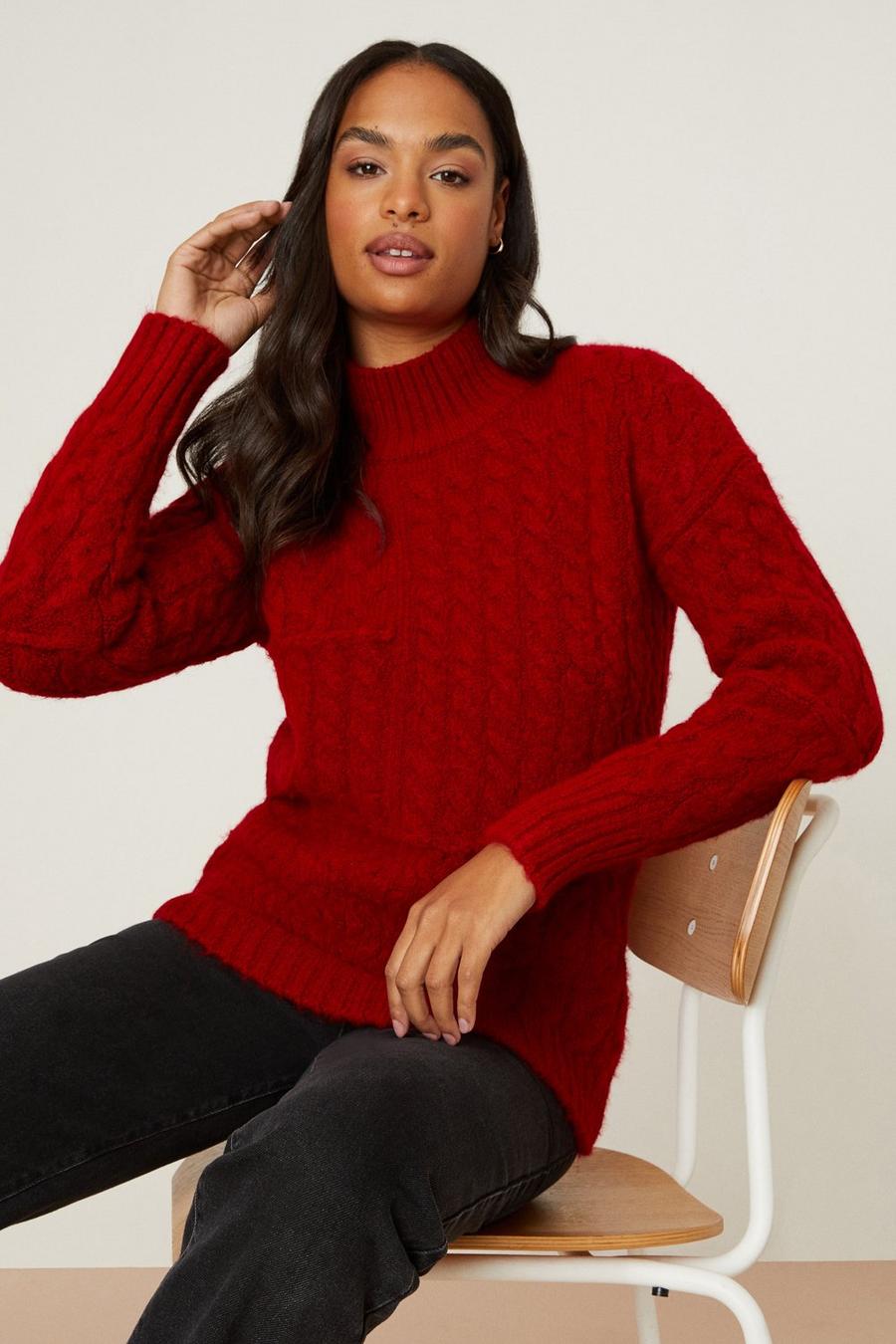 High Neck All Over Cable Jumper