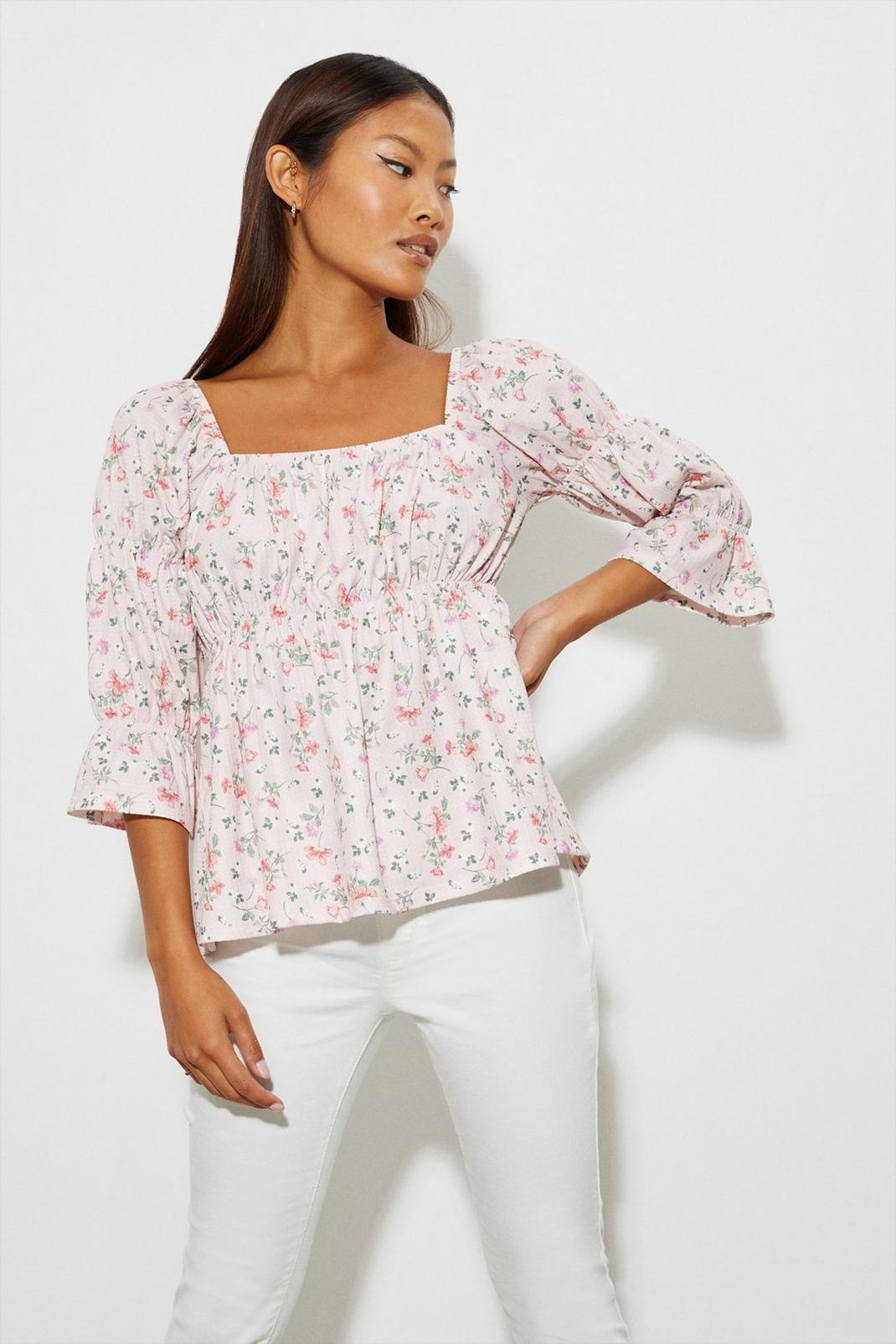 Blush Petite Floral Tiered Top image number 1