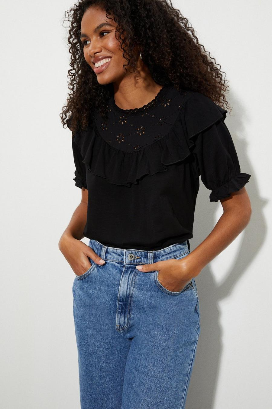Broderie Puff Sleeve Top