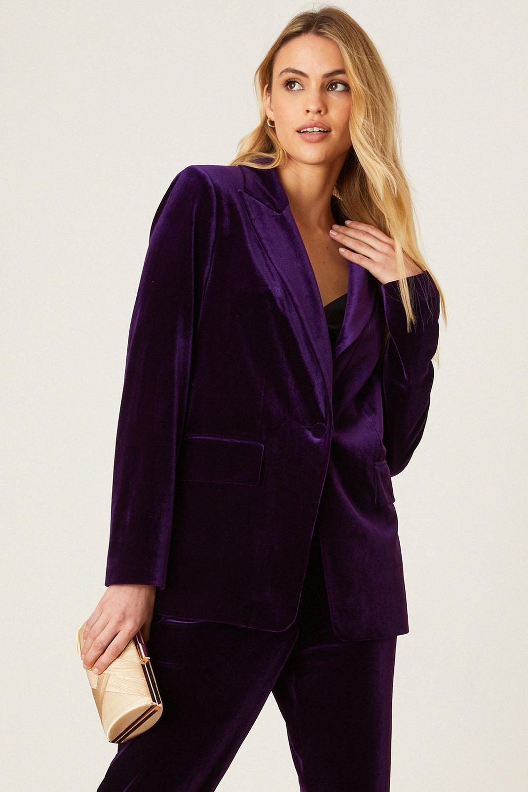 Purple Velvet Blazer image number 1