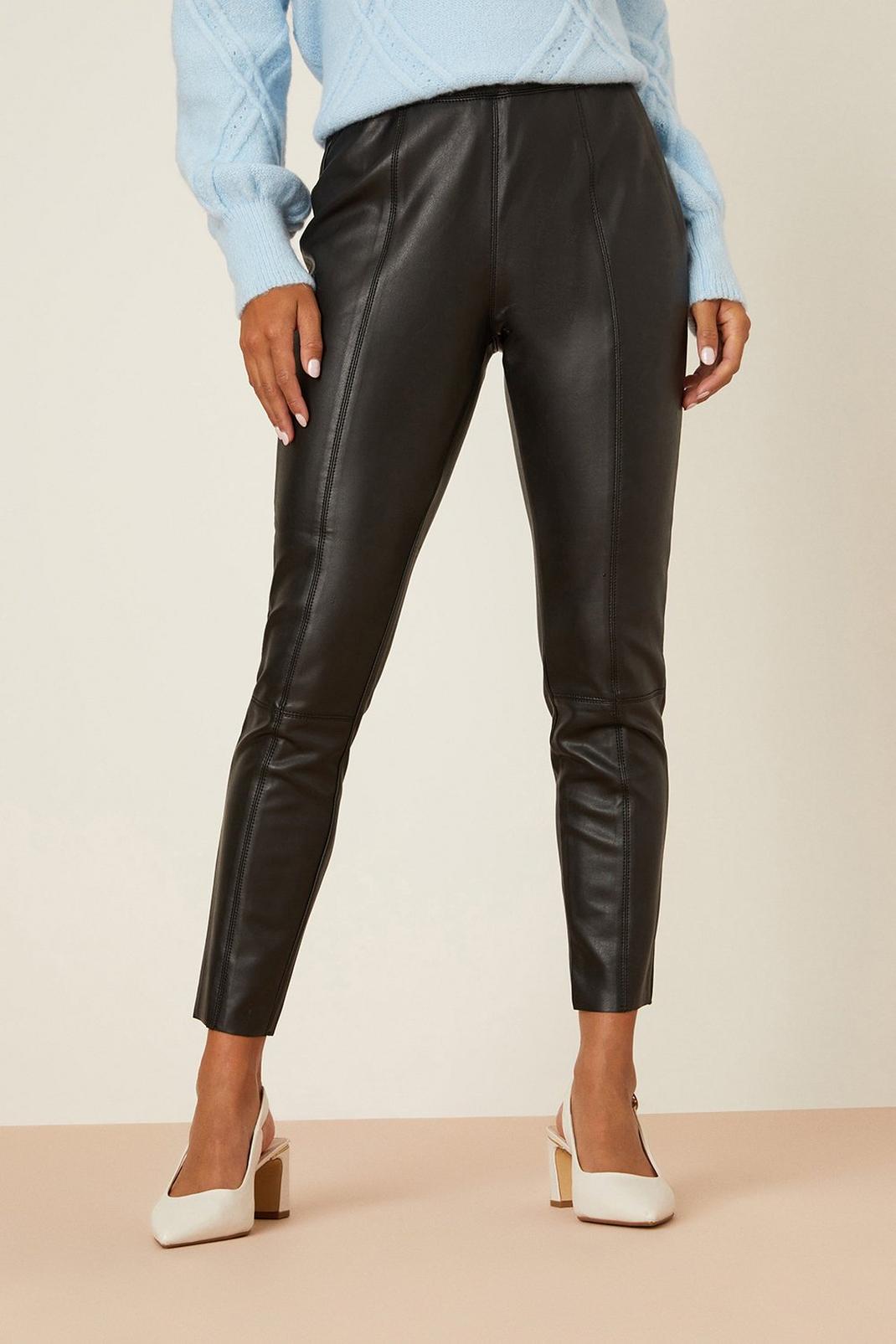 Black Petite Faux Leather Trouser image number 1