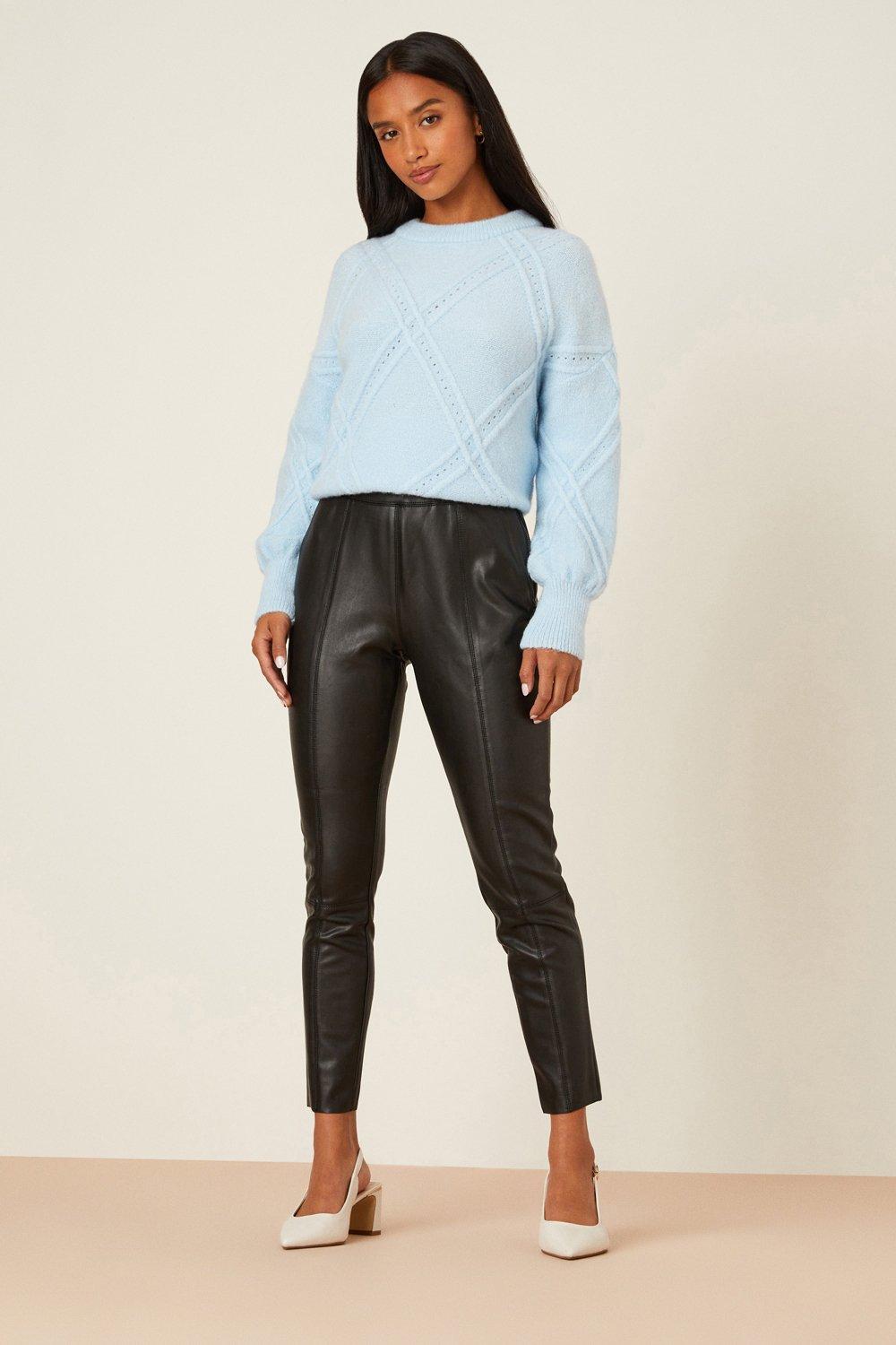 petite pu leather trousers