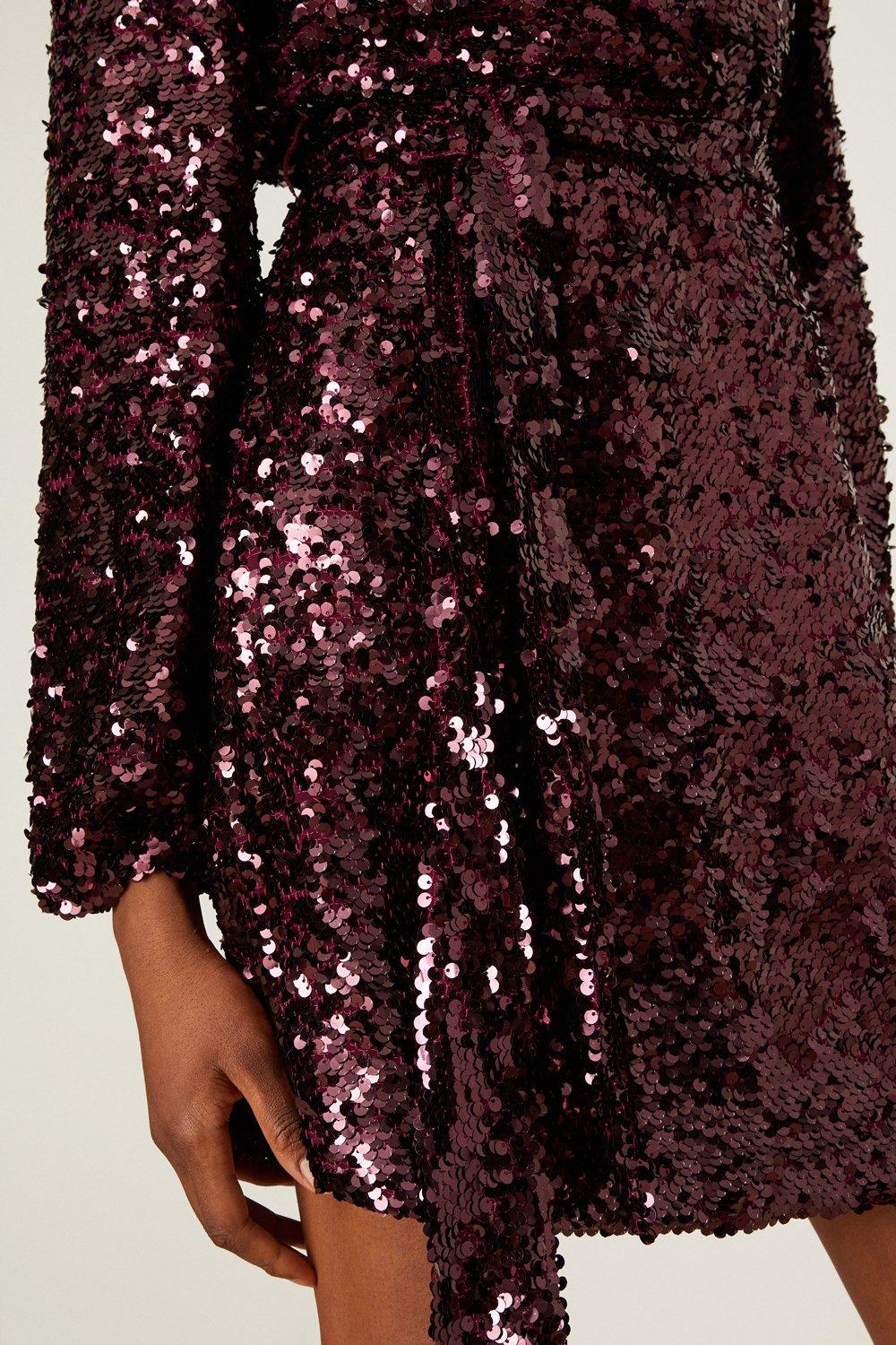 sequin dress maroon