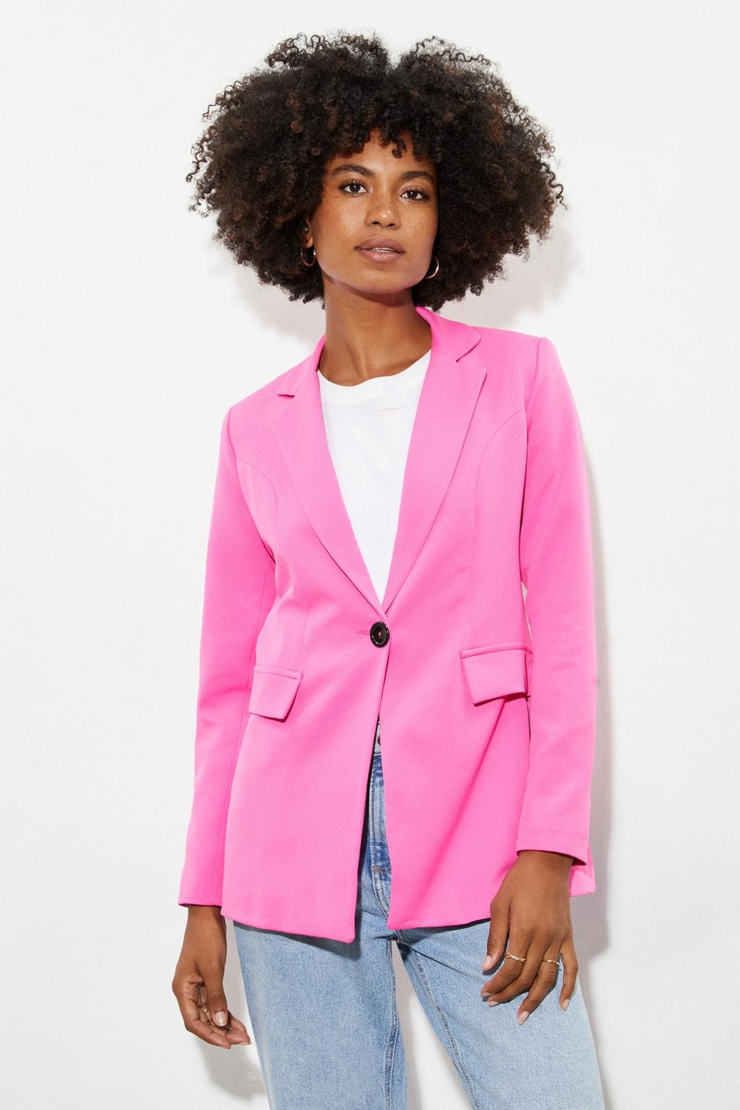 Hot pink Button Fitted Blazer image number 1