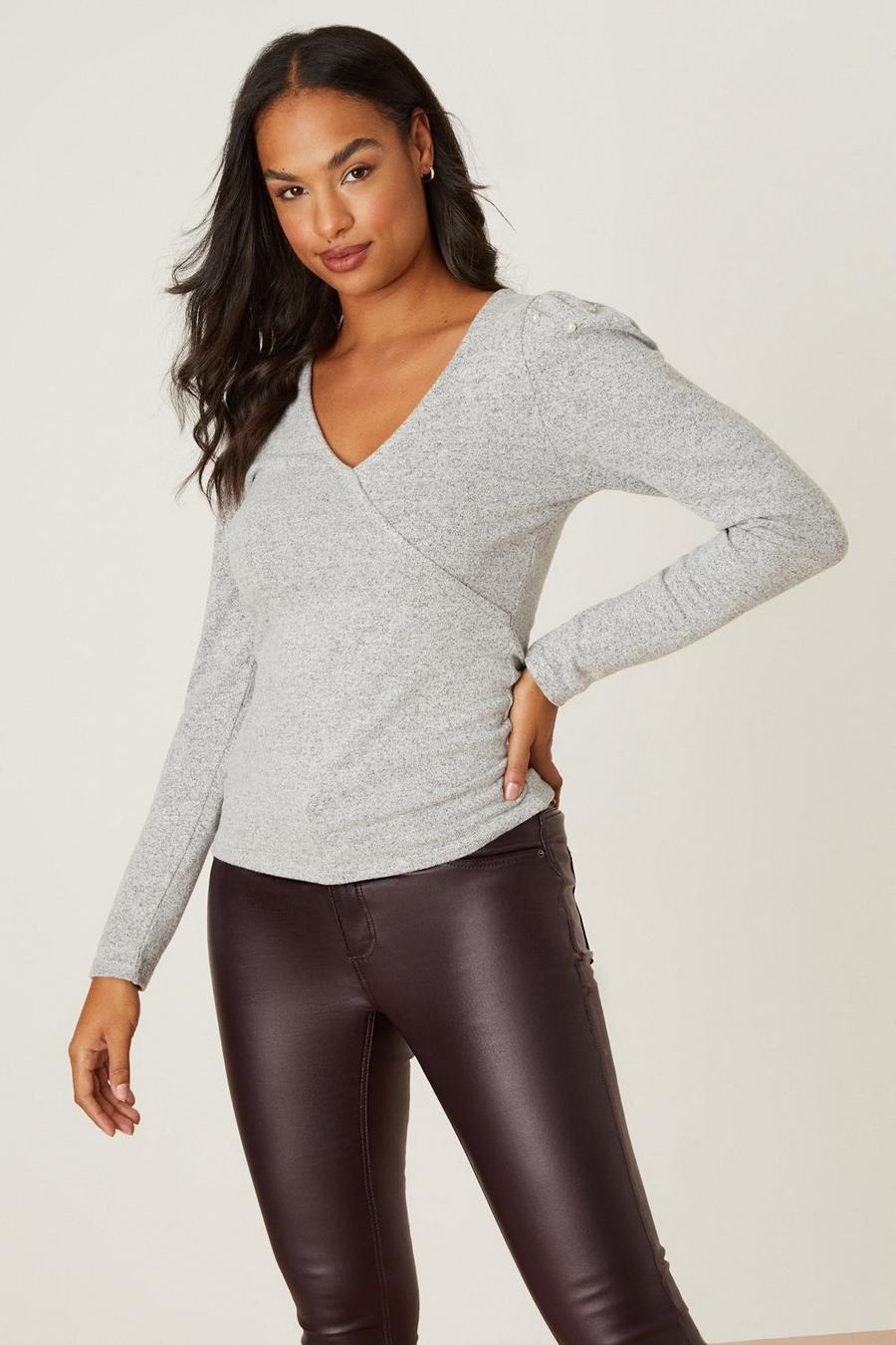 Soft Touch Pearl Wrap Top