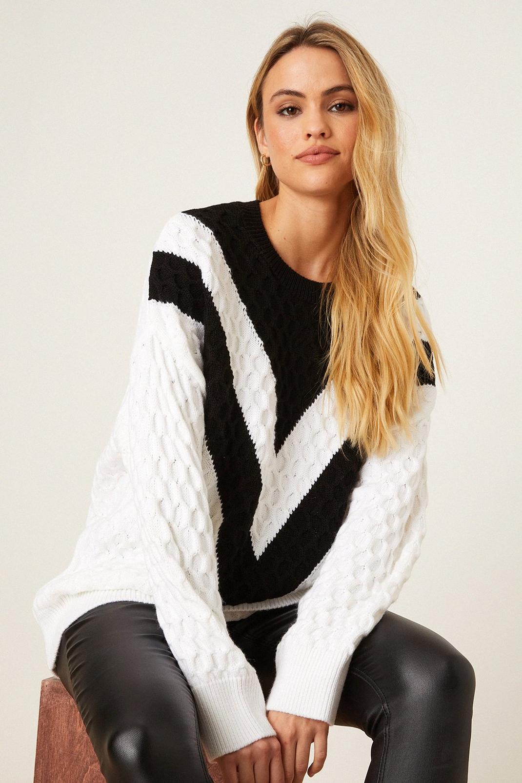 Mono Chunky Knit Tunic Jumper image number 1
