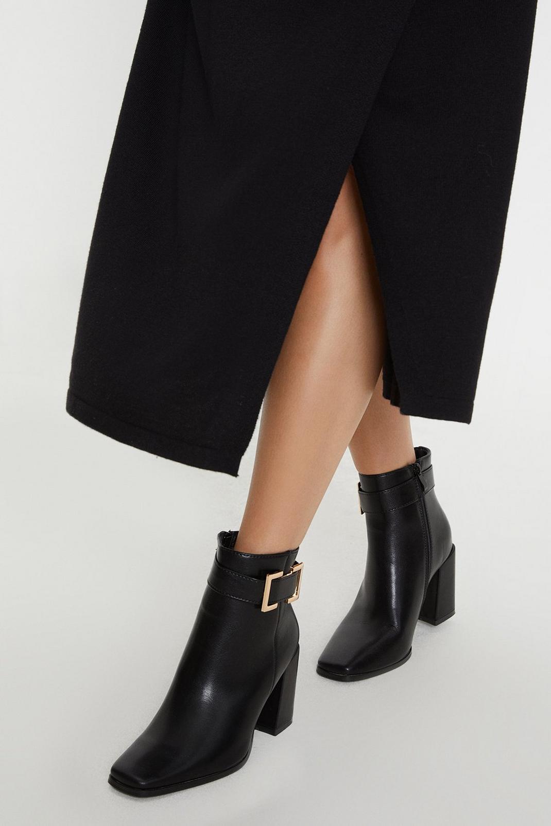 Black Alto Buckle Detail zip Up Ankle Boots image number 1