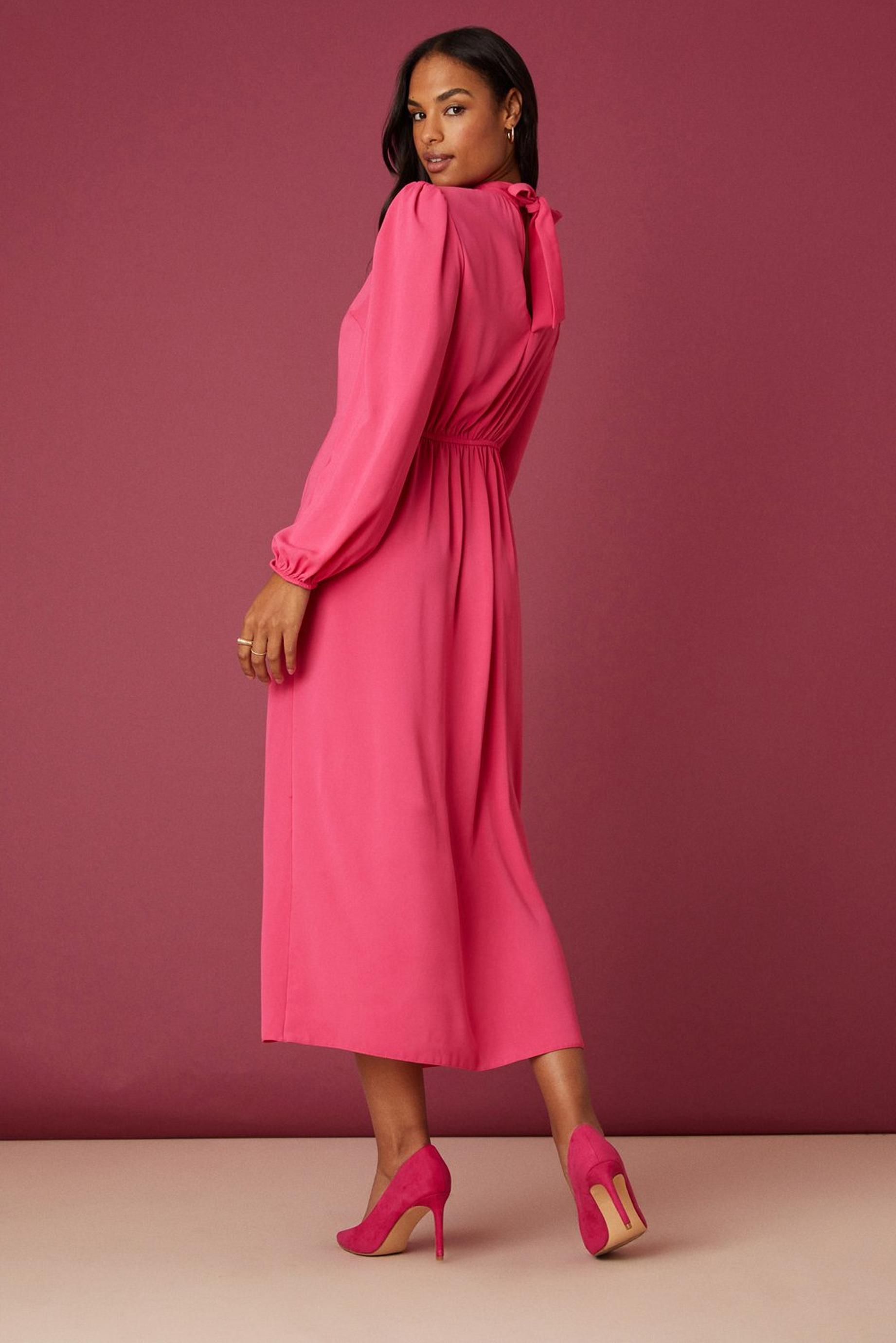 Pink Keyhole Midi Dress