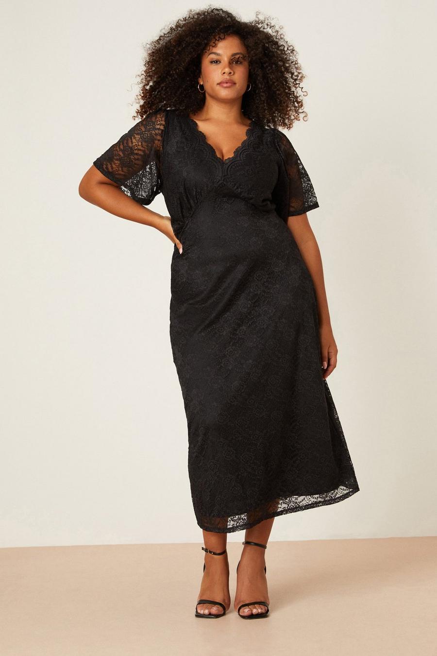 Curve Black Lace Midi Dress
