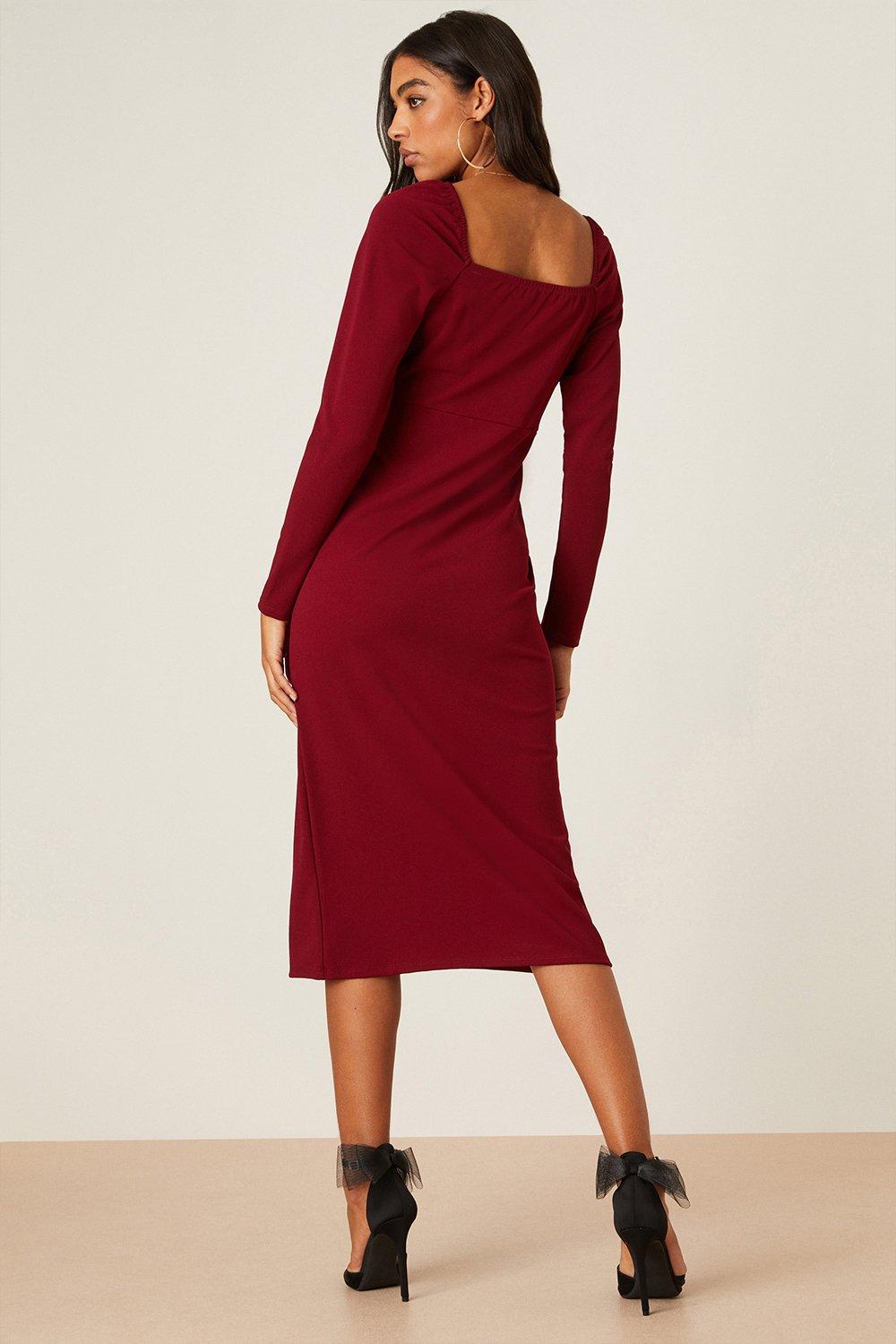 burgundy midi dress uk