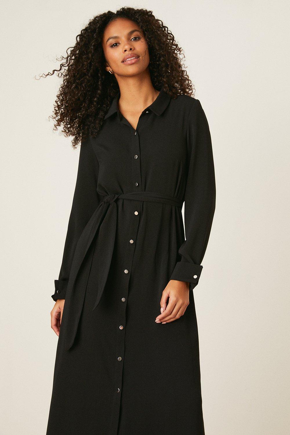 black maxi shirt dress