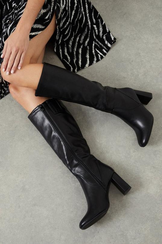 Krista Block Heel Knee High Boots | Dorothy Perkins EU